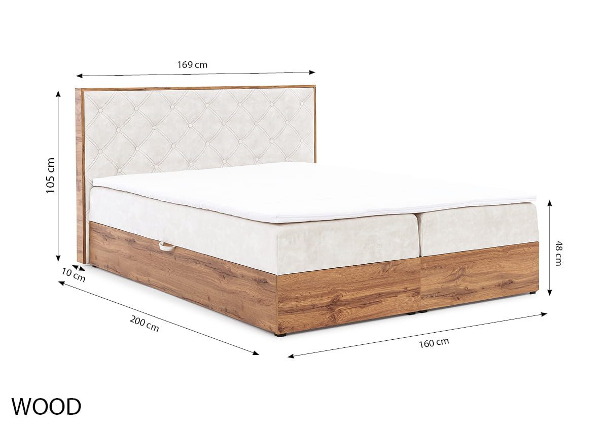 yourhouse24 Boxbett WOOD X Hotelbett Mit Zwei Bettkasten Kontinentales Bett Eiche