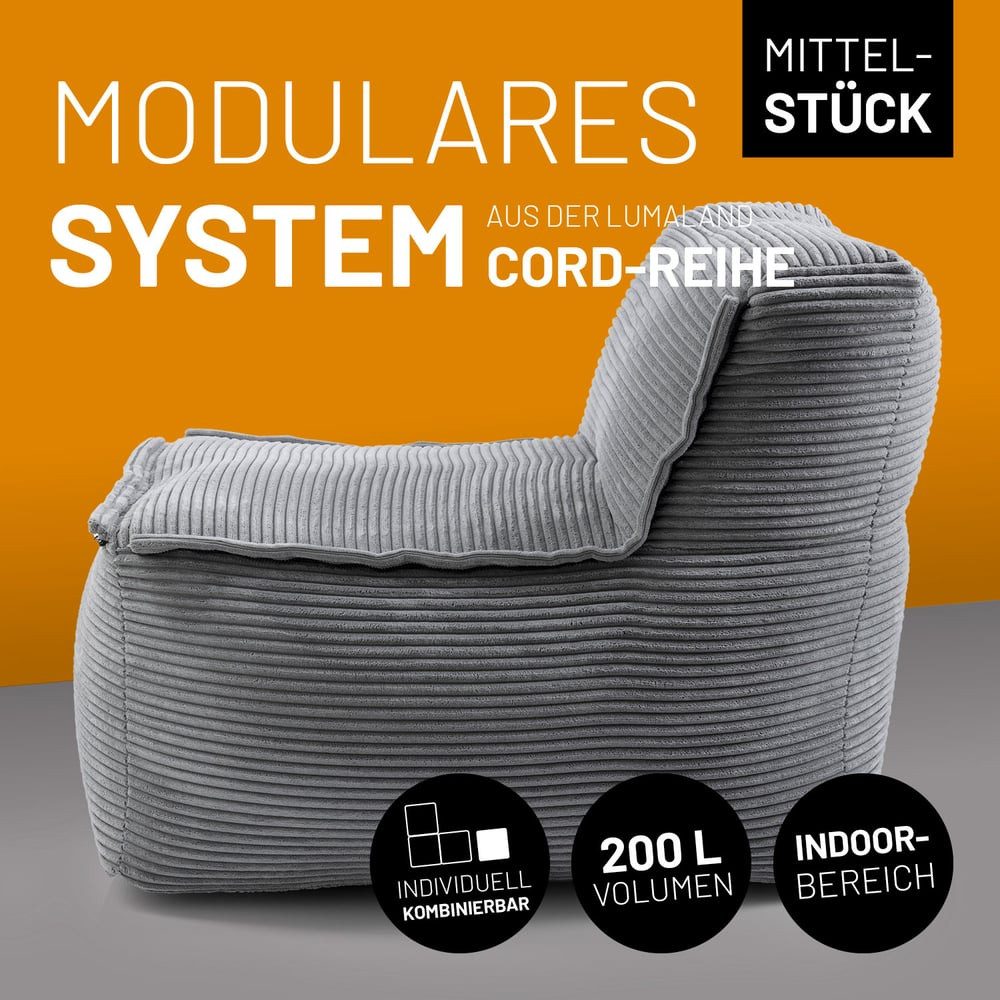 Lumaland Sitzsack Sitzsack-Sofa Modular Cord 54x81x70cm, Sessel abnehmbarer günstig online kaufen
