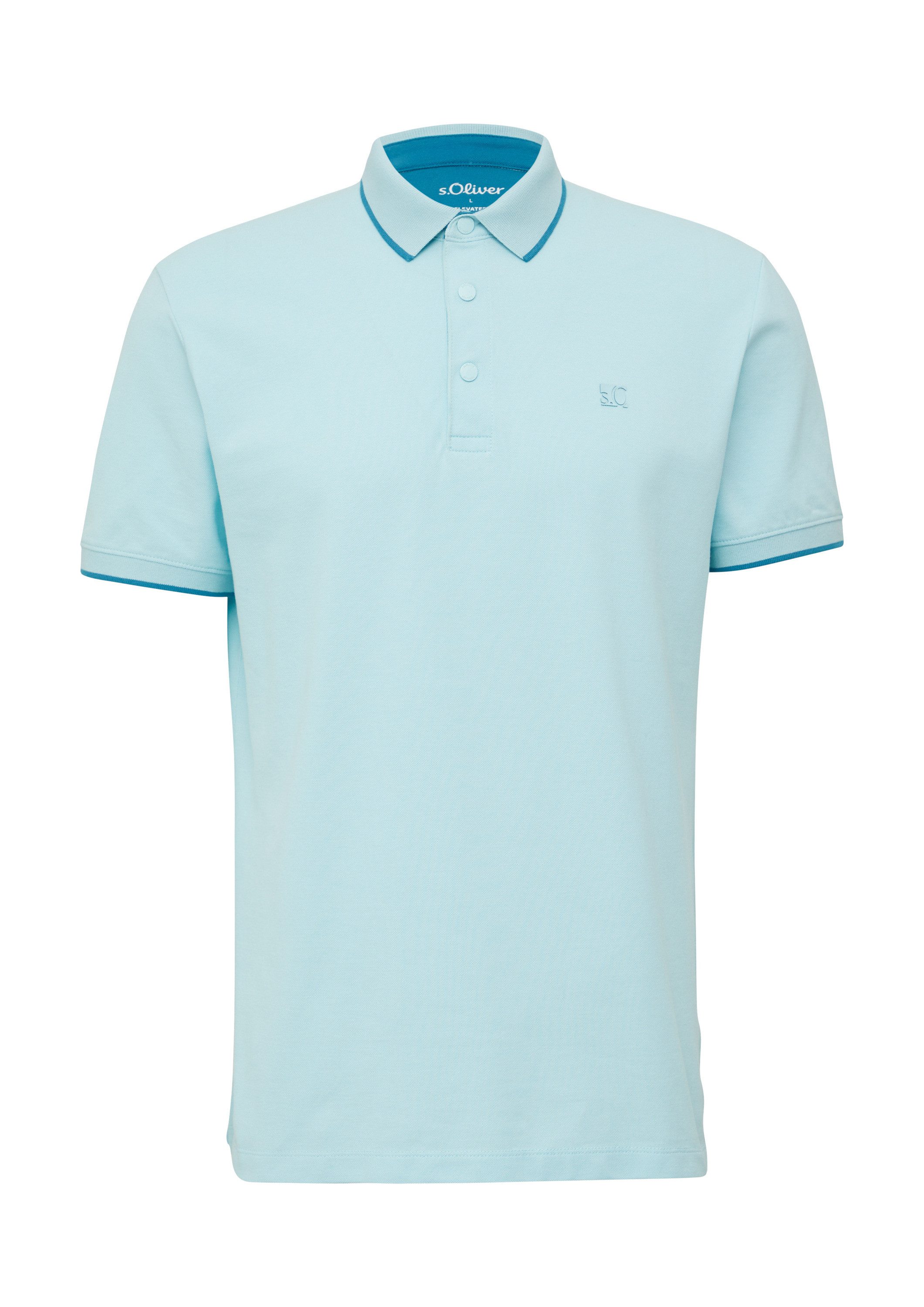 s.Oliver Kurzarmshirt Polo-Shirt Sportives Piqué-Poloshirt mit Kontrast-Details