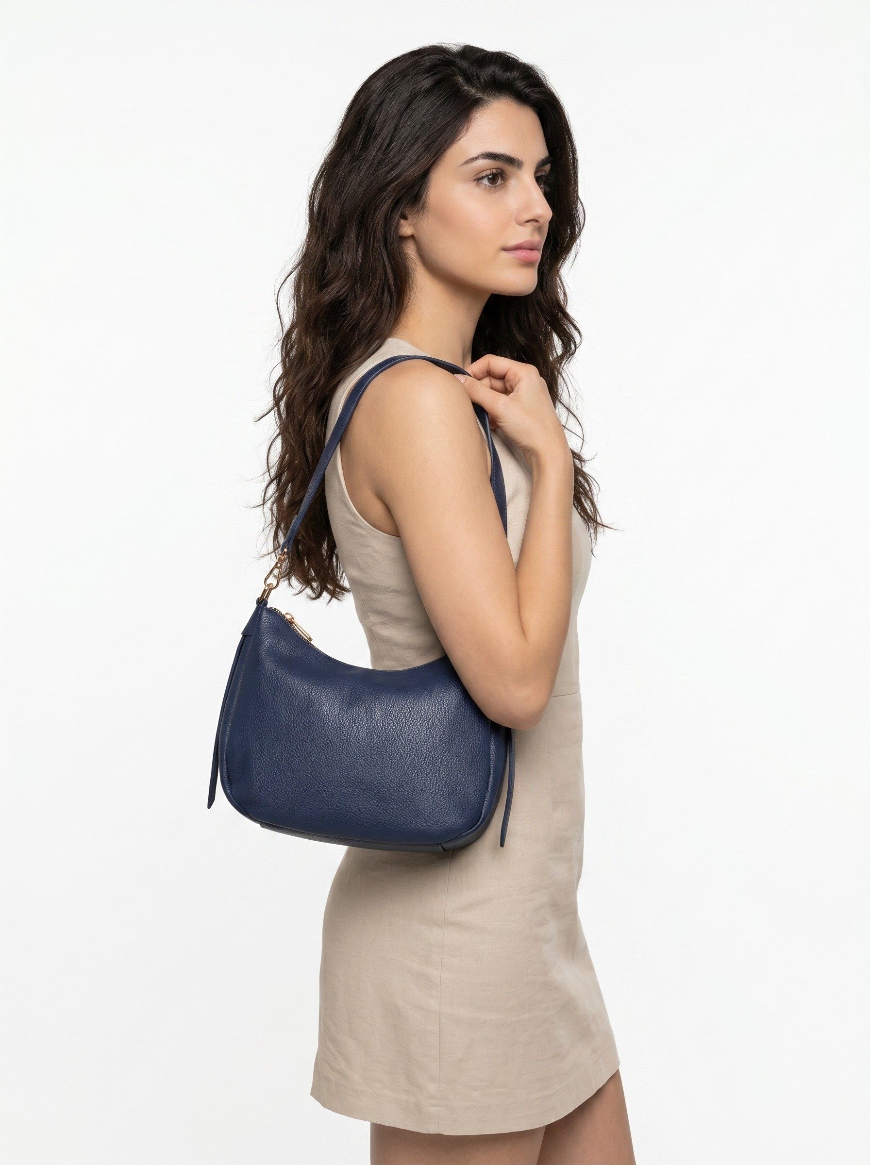 Cluty Umhängetasche, echt Leder, Made in Italy