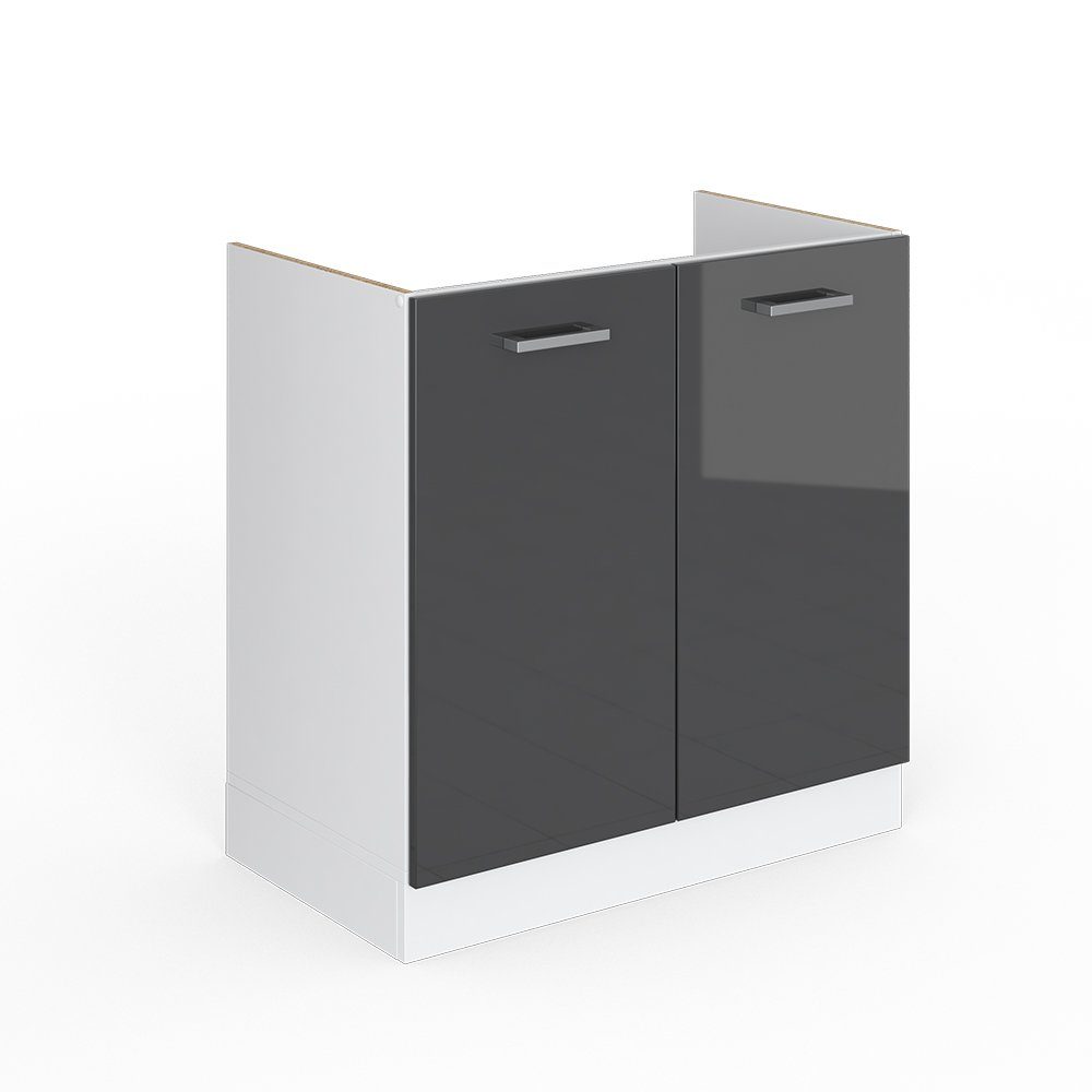 Vicco Unterschrank R-Line, Anthrazit Hochglanz/Weiß, 80 cm ohne Arbeitsplatte (1-St)