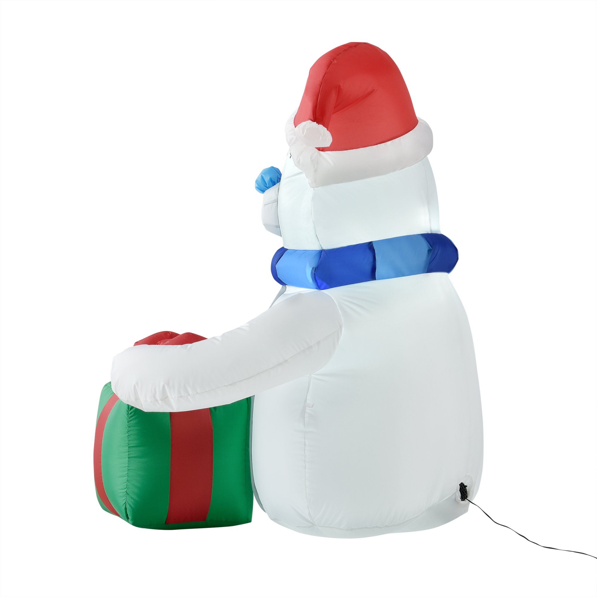 120cm LED Geschenkbox Polarbär en.casa Weihnachtsfigur, Aufblasbar Eisbär Beleuchtet mit