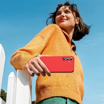 CoolGadget Handyhülle Rot als 2in1 Schutz Cover Set für das Samsung Galaxy A54 5G 6,4 Zoll, 2x Glas Display Schutz Folie + 1x TPU Case Hülle für Galaxy A54 5G