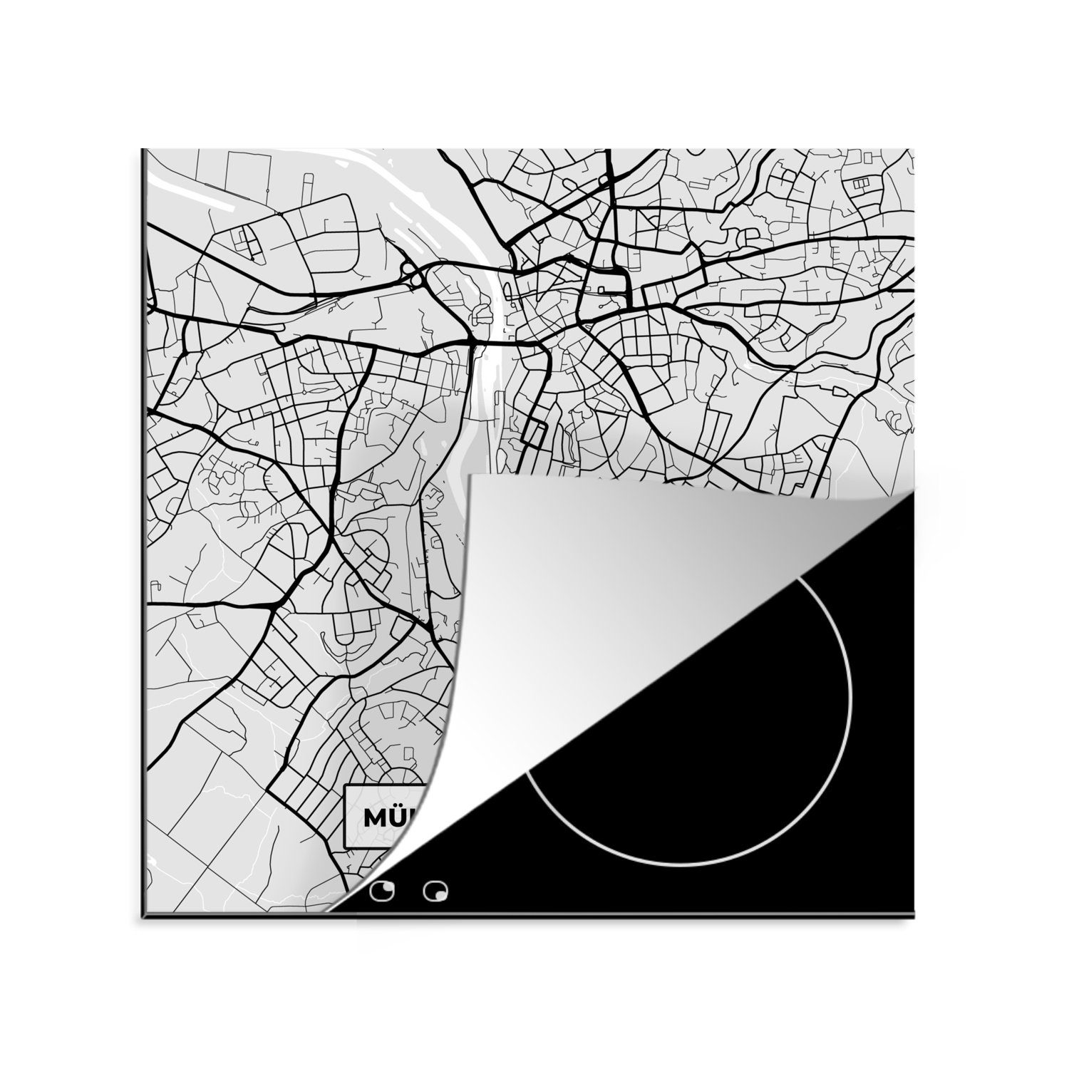 MuchoWow Herdblende-/Abdeckplatte Mülheim An Der Ruhr - Karte - Deutschland - Karte, Vinyl, (1 tlg), 78x78 cm, Ceranfeldabdeckung, Arbeitsplatte für küche