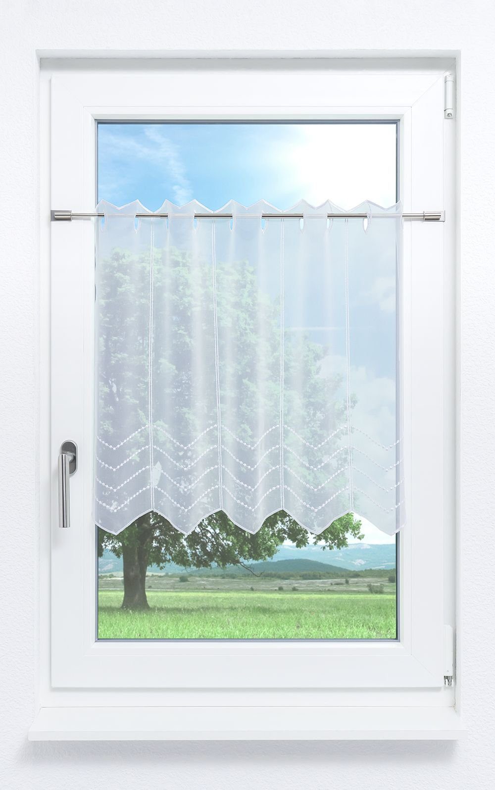 Plauener Spitze® Scheibengardine Melissa (1 St), transparent, HxB 60x178.2cm