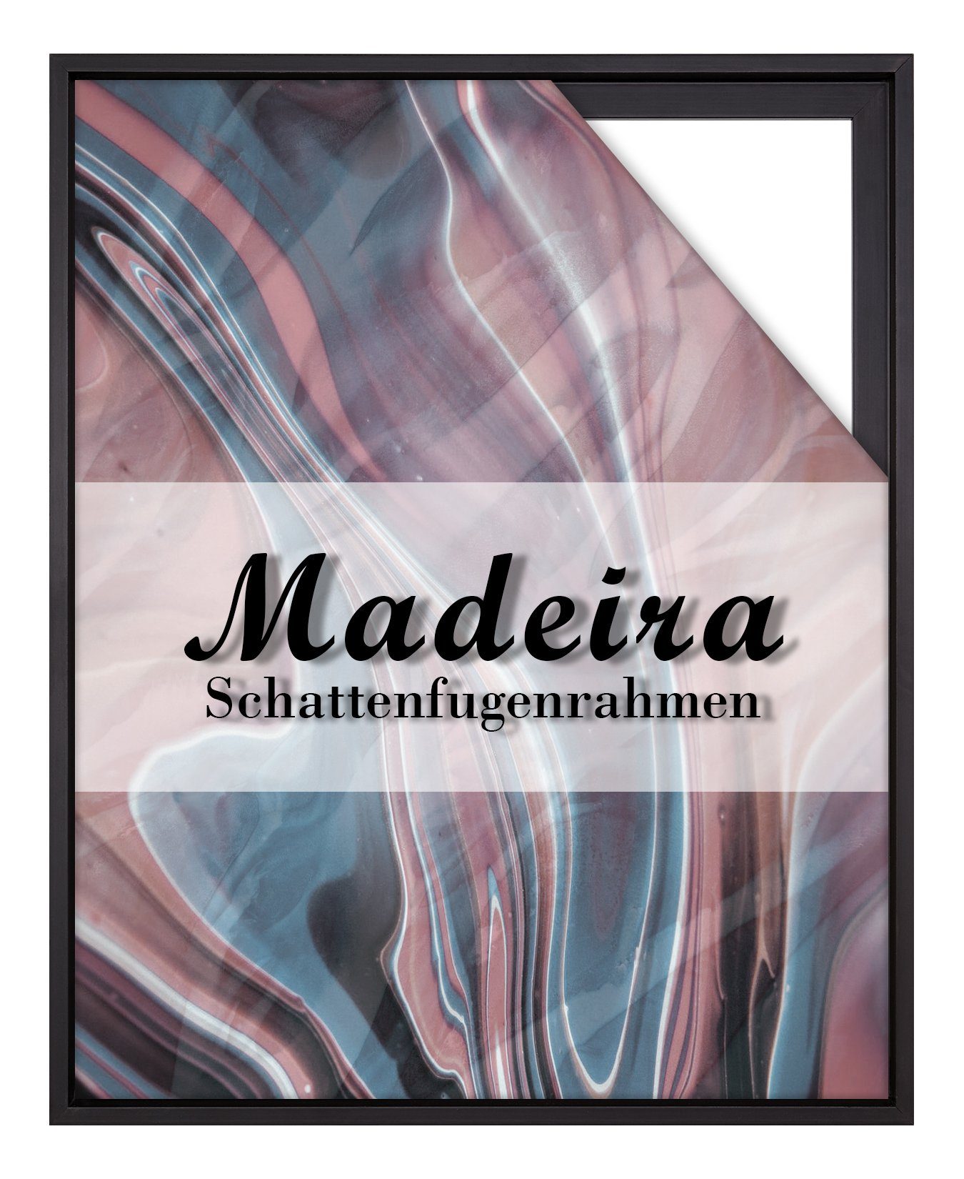 Madeira, Schwarz, (1 Schattenfugenrahmen Einzelrahmen Stück), 20x20 cm, BIRAPA Holz