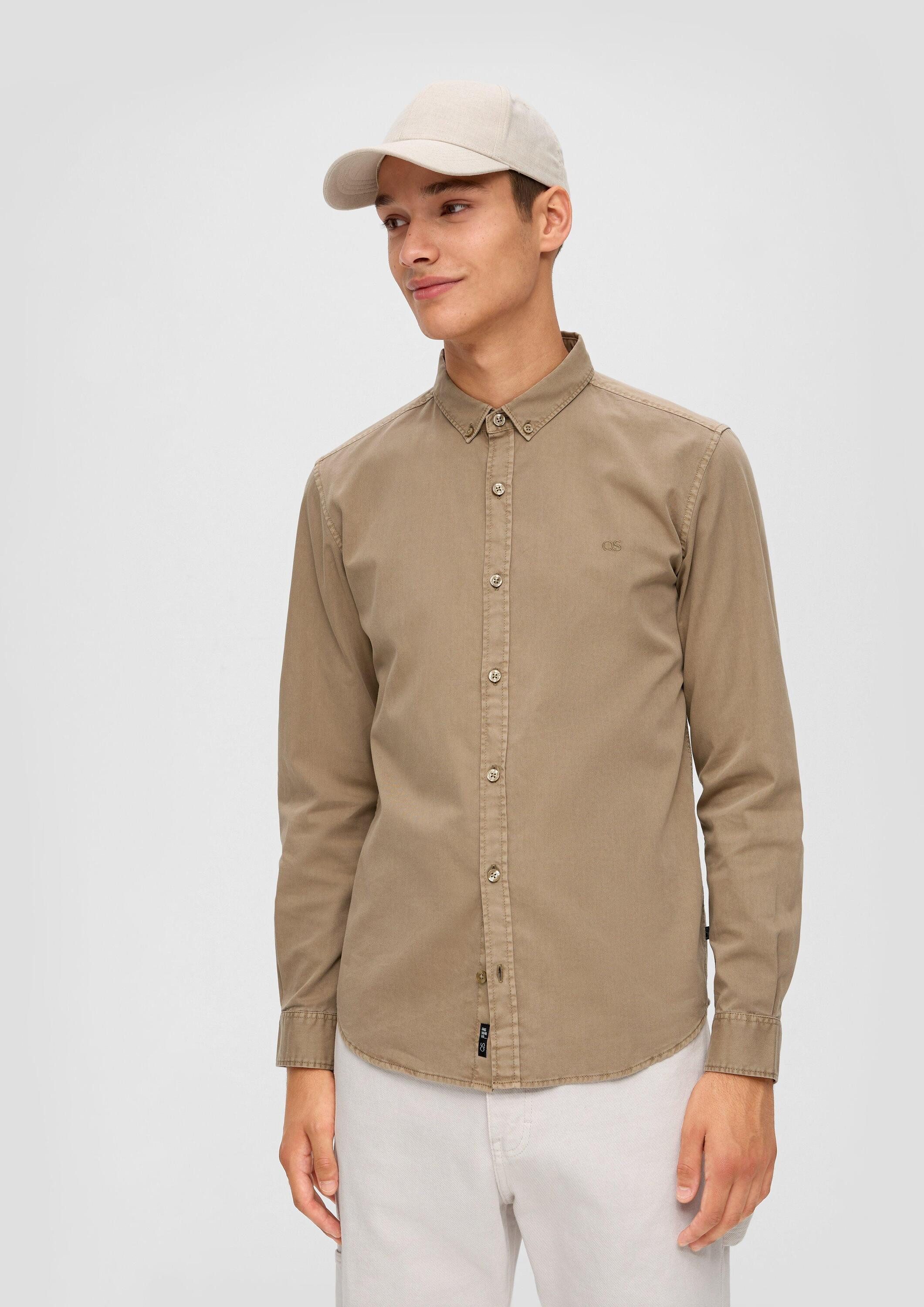 QS Langarmhemd Hemd Hemd aus Baumwolle