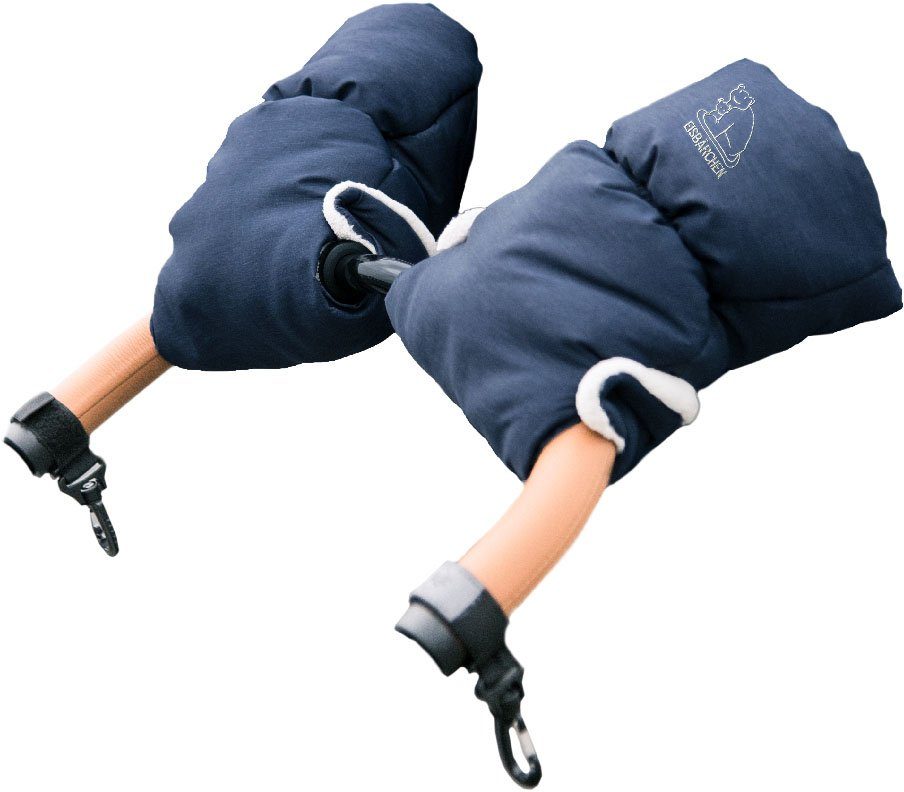 den Handschuhe Eisbärchen Felle für Kinderwagen-Handwärmer Druckknöpfen mit blau Kinderwagen, praktischen Heitmann Copy, Handmuff