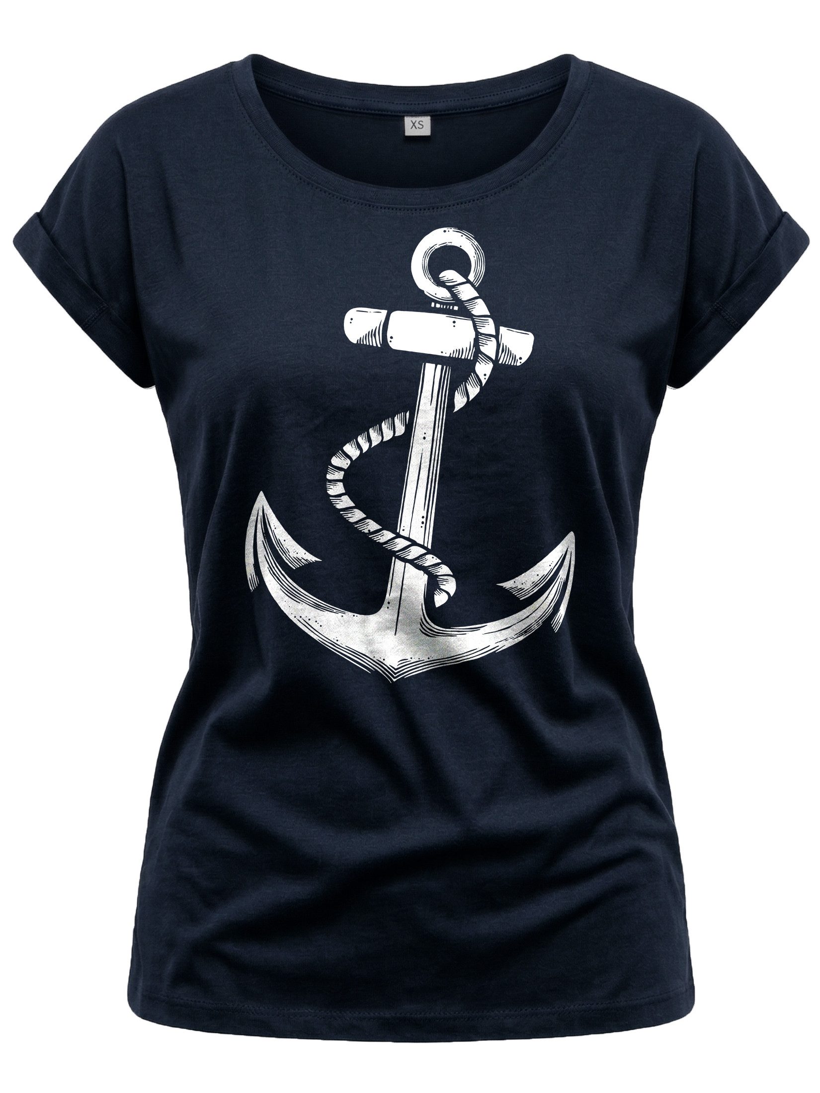 Print-Shirt Damen Anker Motiv Sommer Top Maritime Frauen Oberteile Tunika