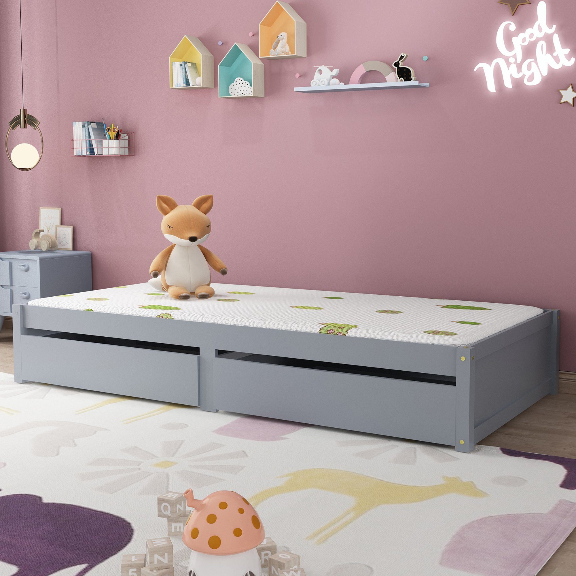 REDOM Bett Kinderbett Massivholzbett Einzelbett (mit günstig online kaufen