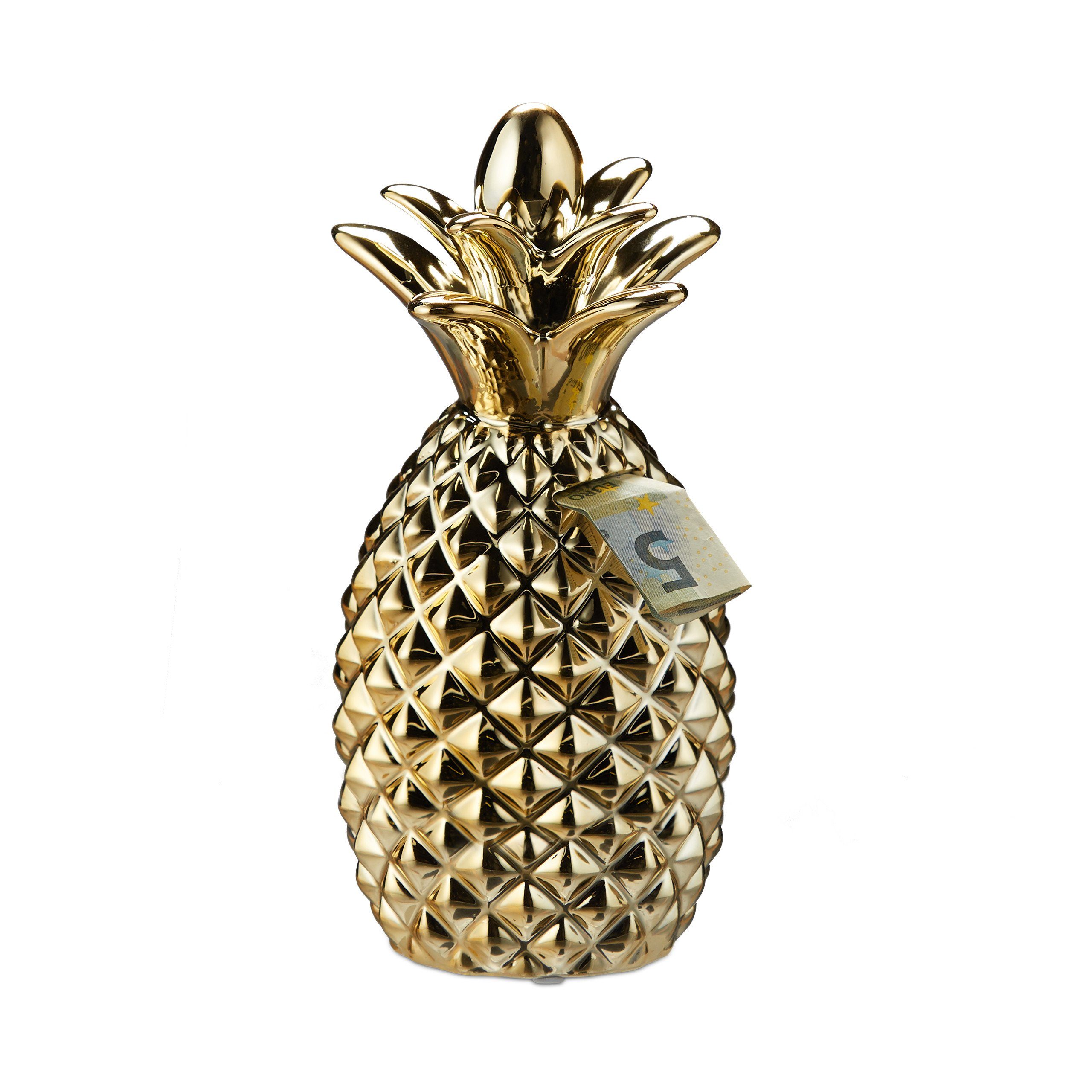 relaxdays Spardose Ananas gold günstig online kaufen