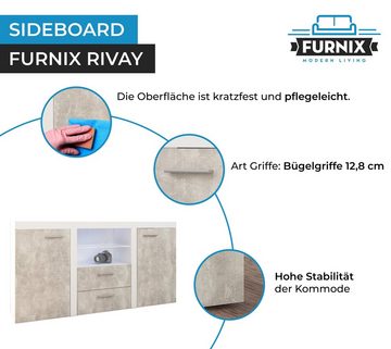 Furnix Sideboard RIVAY mit Glasvitrine 2F2S B156,4 cm klassisch ohne LED, Breite 156,4 cm, Höhe 82 cm, Tiefe 40,3 cm
