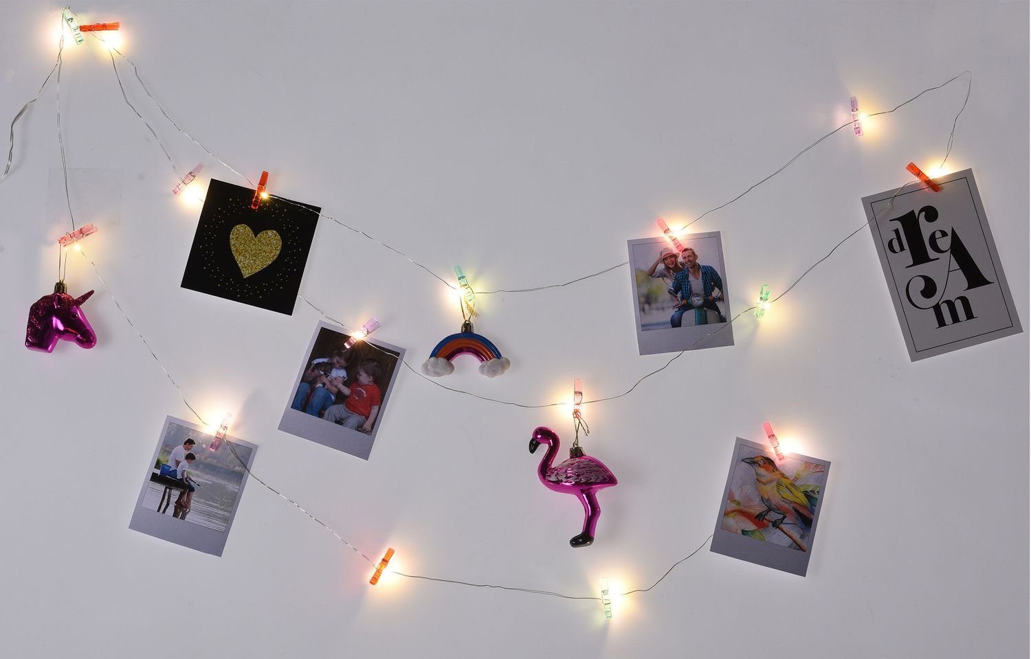 Koopman Lichterkette LED Foto-Lichterkette mit bunten Klammern Fotoleine Bi günstig online kaufen