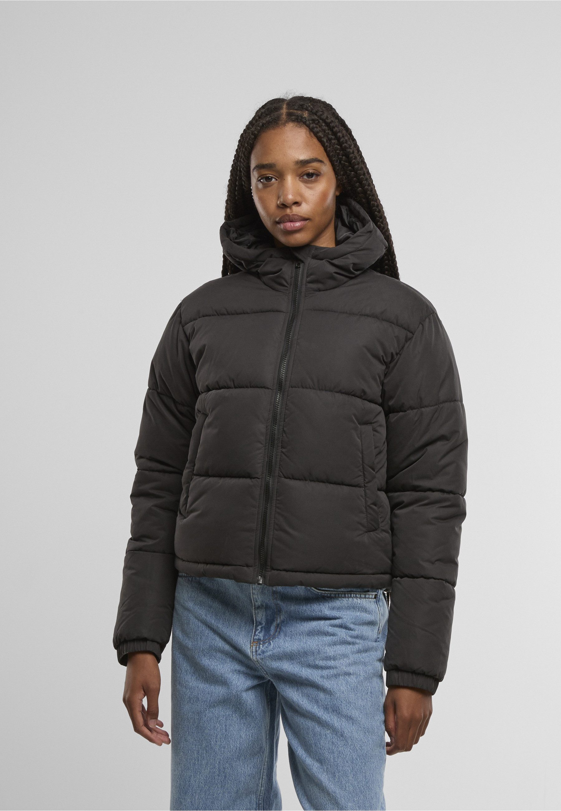 URBAN CLASSICS Winterjacke Urban Classics Ladies Peached Puffer Jacket With Hood (1-St)