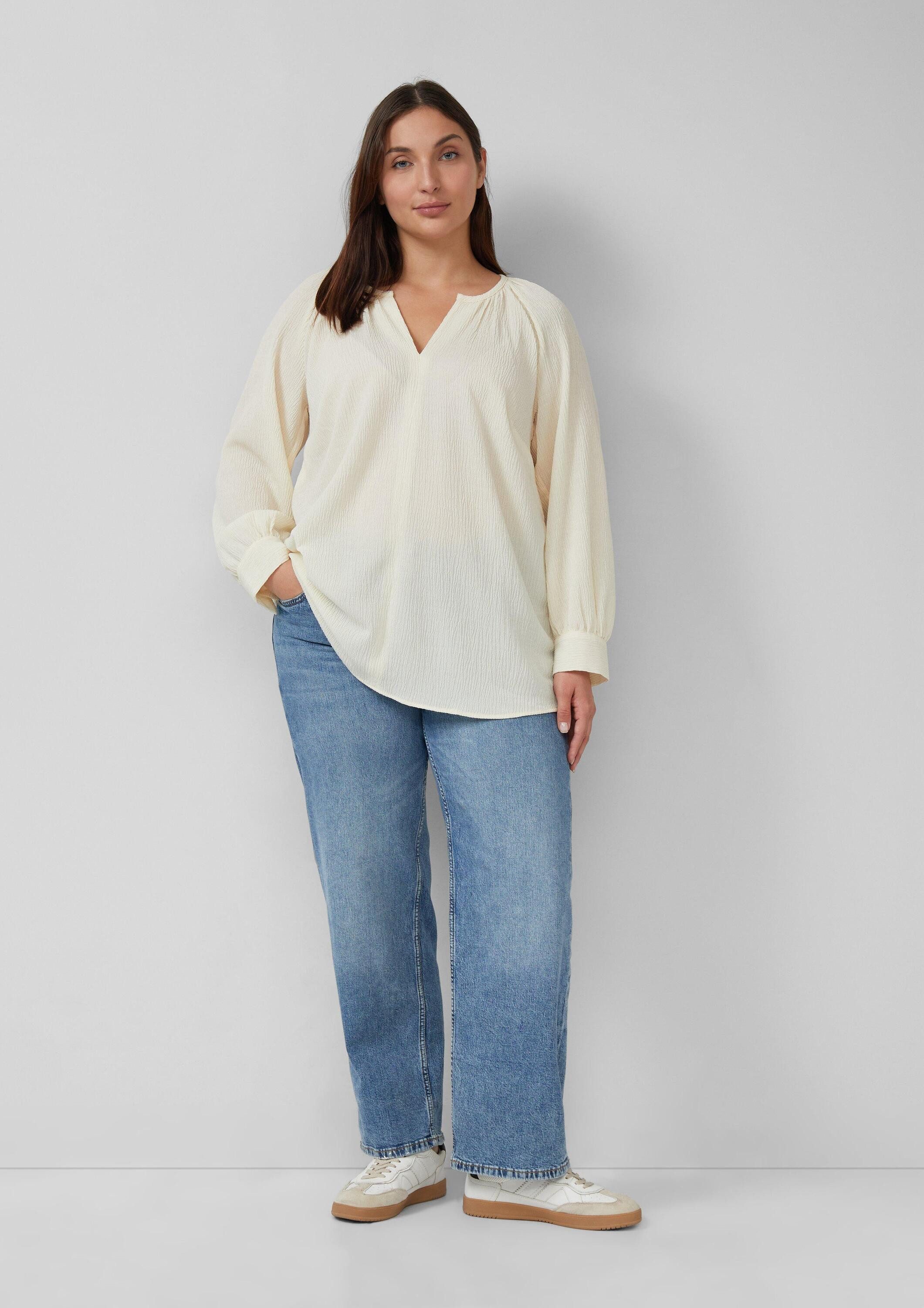 s.Oliver Langarmbluse Bluse Elastische strukturierte Bluse mit weitem Arm