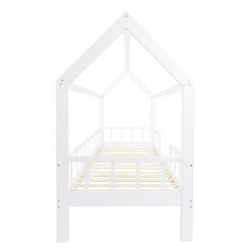 Puckdaddy GmbH Kinderbett Puckdaddy Hausbett Carlotta 200x90 cm Kinder Bett aus Holz in Weiß