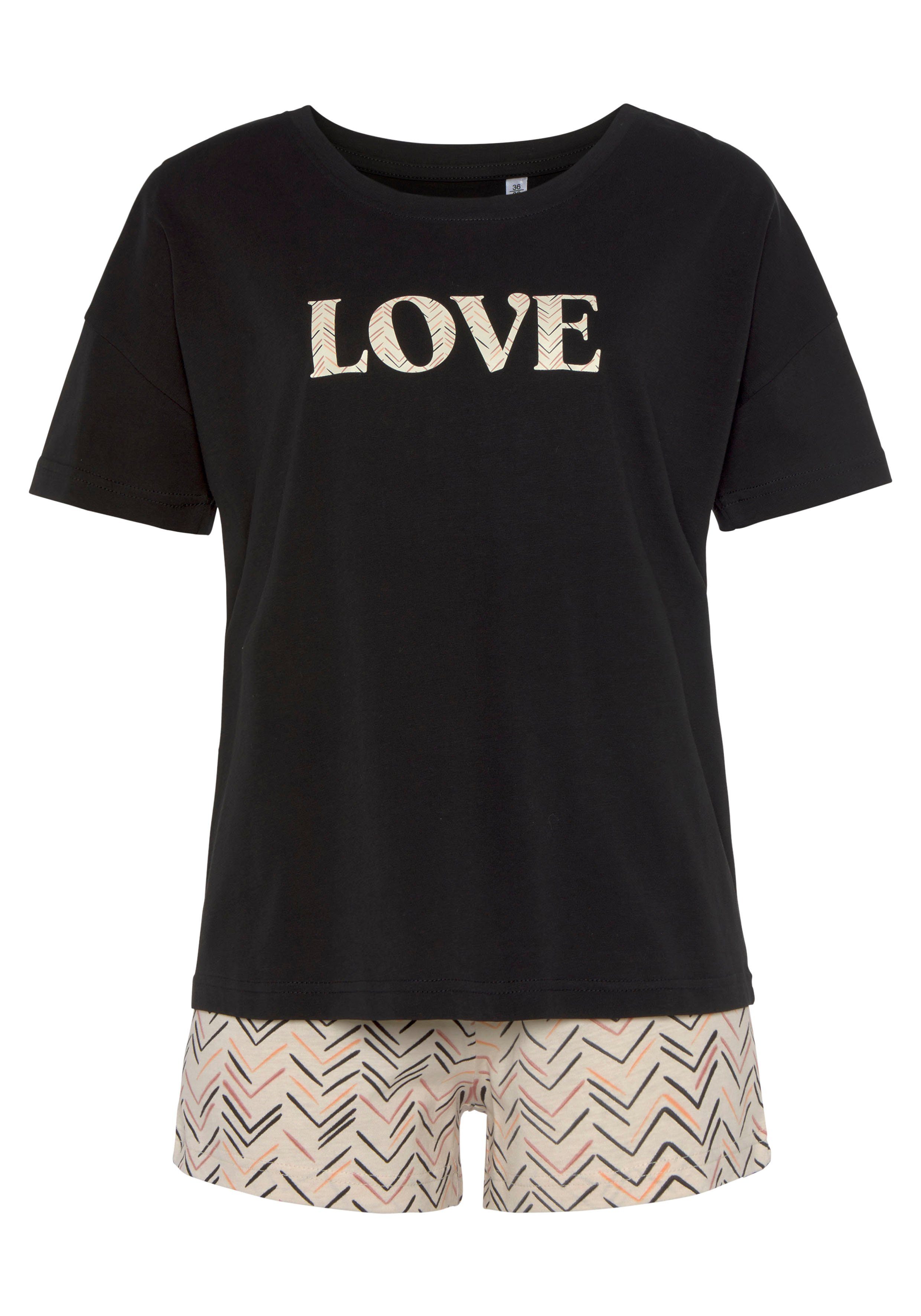 Vivance Dreams Shorty (Set, 2 tlg) mit malerischem Fischgrat-Muster günstig online kaufen