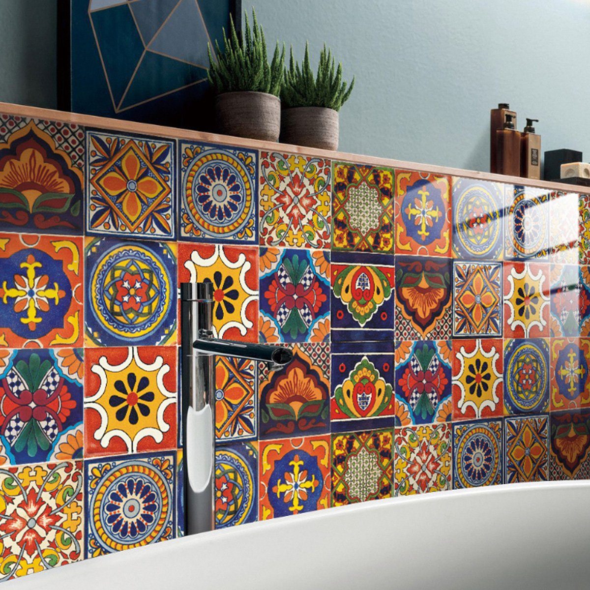 Wandfliese Jormftte Aufkleber,für Wandaufkleber,Bunt 1 Fliesenaufkleber Badezimmer Mehrfarbig Mosaik Küche