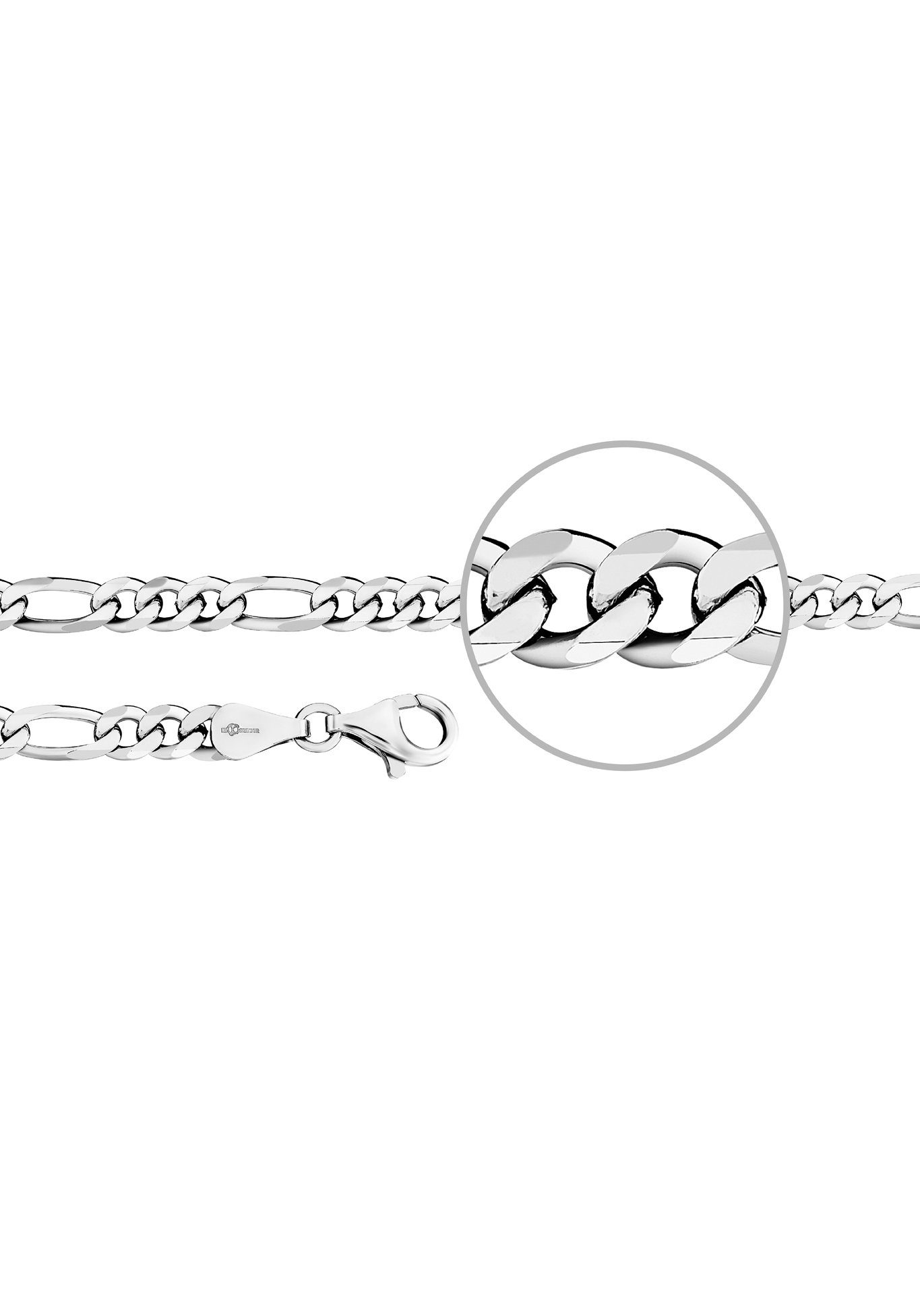 Der Kettenmacher Silberarmband FIGAROARMBAND, diamantiert, ca. 5 mm breit, F3-G, F3-S silberfarben | Silberarmbänder