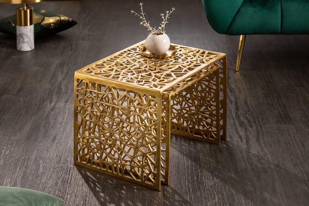 riess-ambiente Couchtisch ABSTRACT 50cm gold (Set, 2-St), Wohnzimmer · Metall · eckig · Modern Design