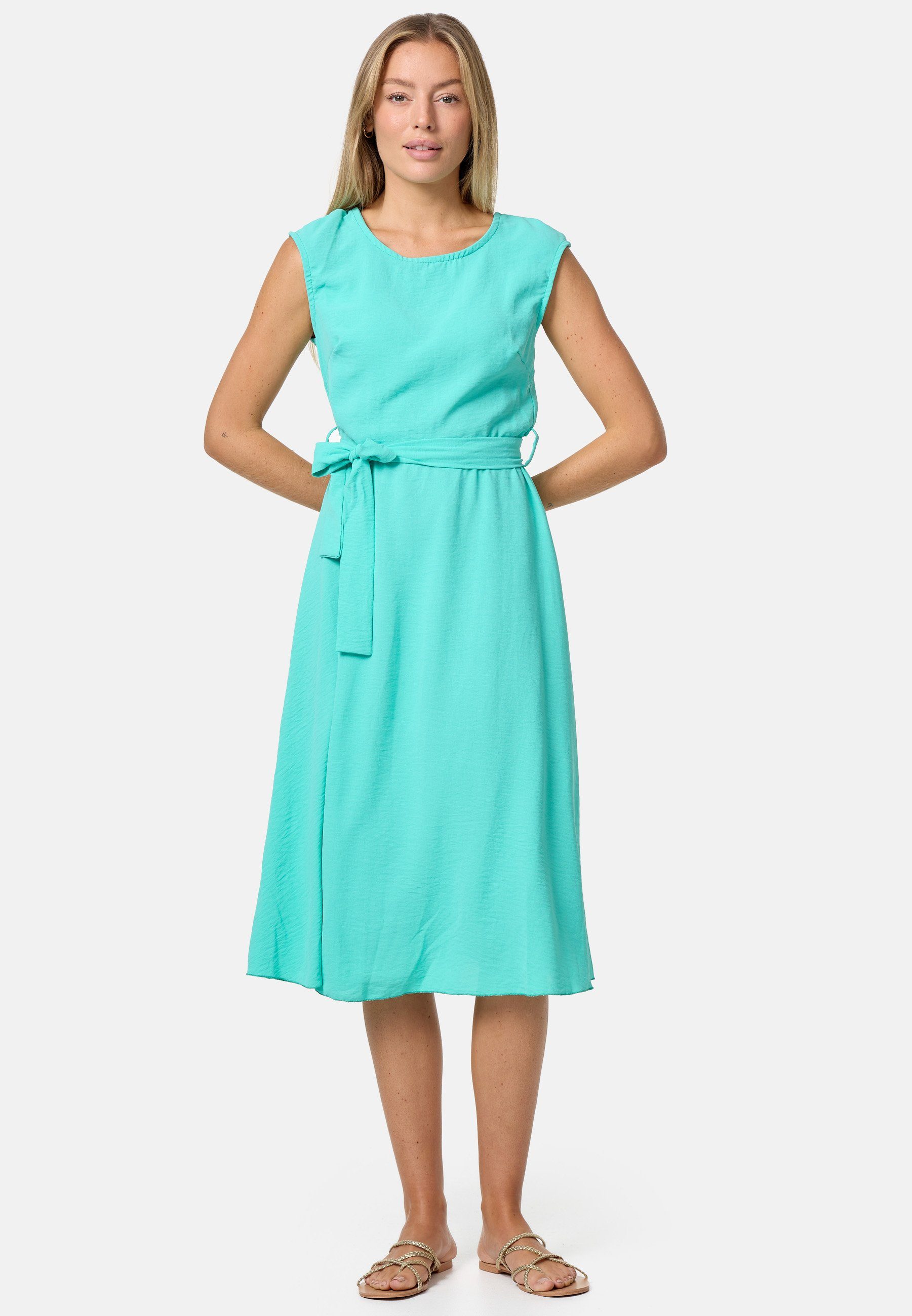 Midikleid SELECTED Grün in mit Dress PM-26 Einheitsgröße) (Ärmelloses Bindeband PM Sommerkleid