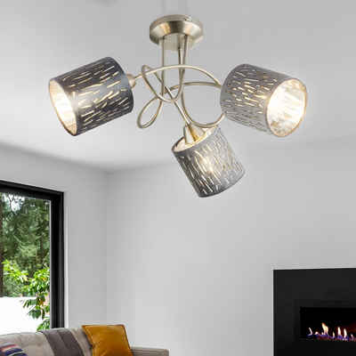 etc-shop Deckenspot, Leuchtmittel nicht inklusive, Decken Lampe Spot Rondell Strahler silber-metallic Wohn Zimmer Leuchte
