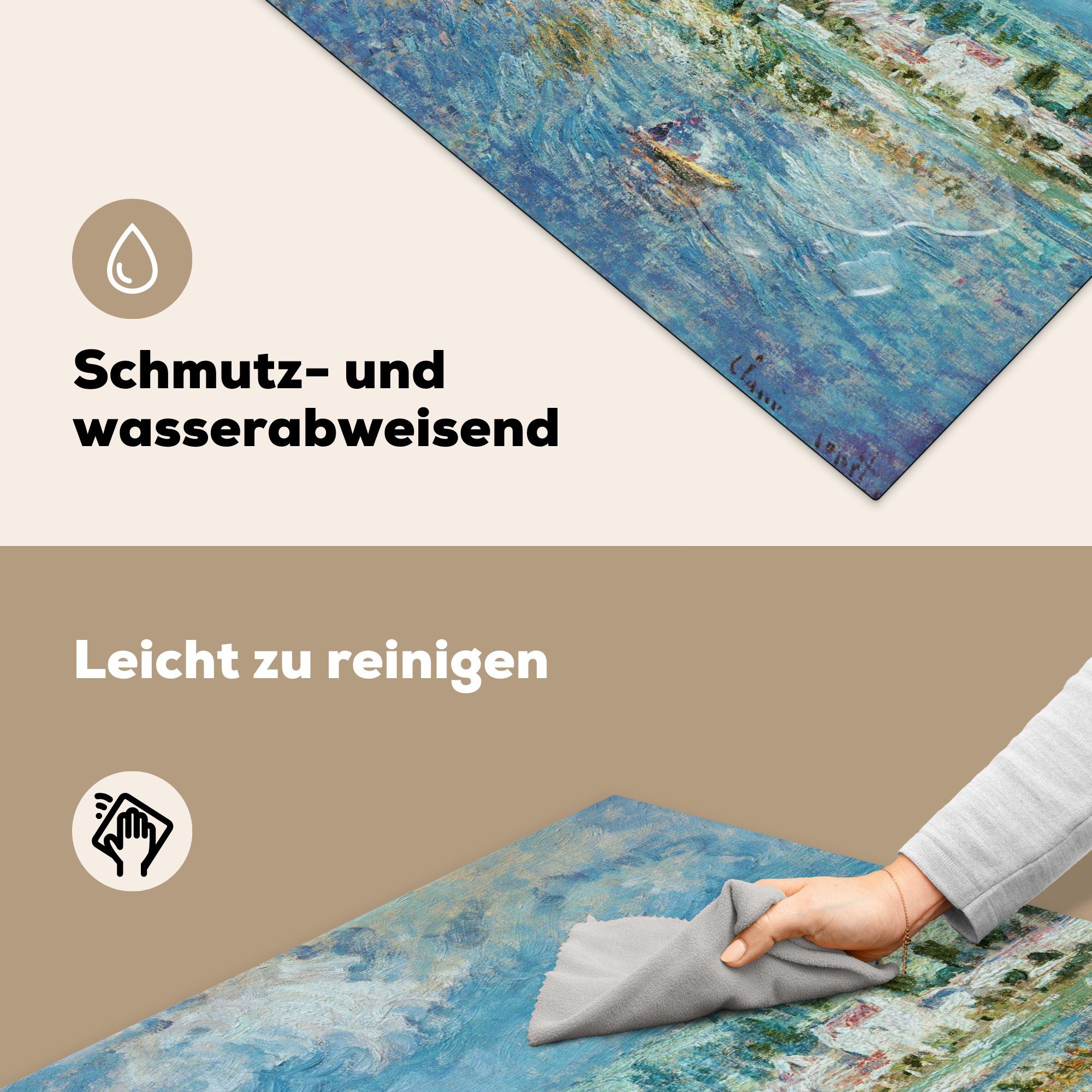 Arbeitsplatte Vinyl, küche MuchoWow Claude Gewitter tlg), - für Ceranfeldabdeckung, (1 78x78 cm, mit Herdblende-/Abdeckplatte Monet, Landschaft