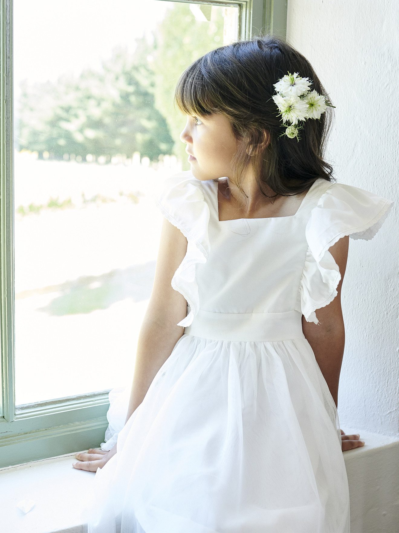 vertbaudet Minikleid Festliches Mädchen Volantkleid, Musselin & Tüll
