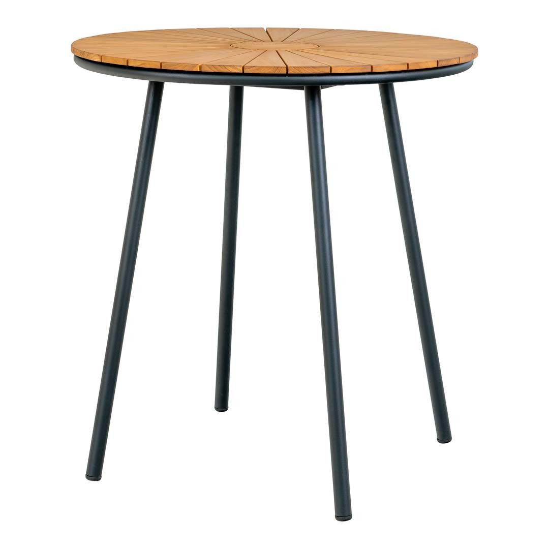 House Nordic Bistrotisch Cleveland Cafetisch Ø70cm Garten Teak,schwarz.