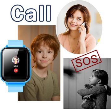SEVGTAR Smartwatch (SIM Karte), Modus Schule, SOS, MP3, Wecker, Uhr, Telefon, für Kinder, Geschenk