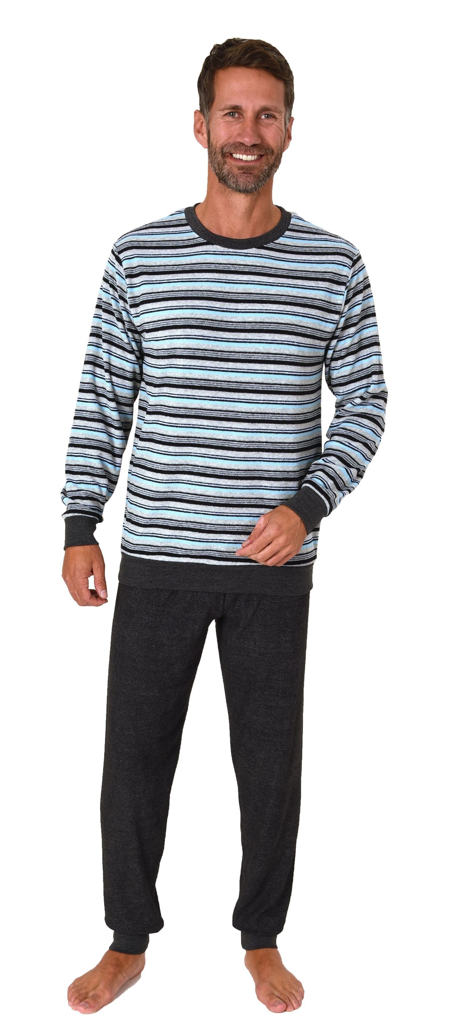 Normann Pyjama Herren langarm Frottee Schlafanzug mit Bündchen - auch in Üb günstig online kaufen