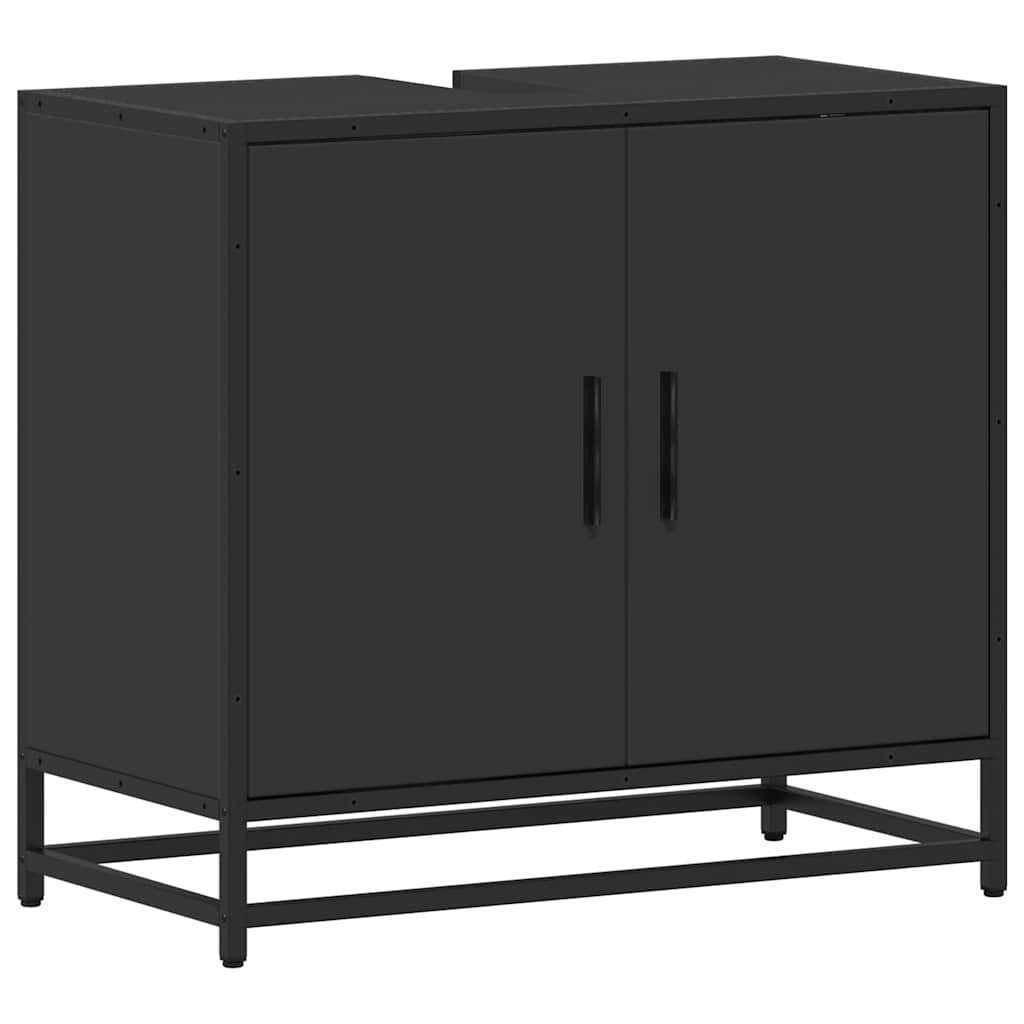 vidaXL Badezimmer-Set Waschbeckenunterschrank Schwarz 65x33x60 cm günstig online kaufen