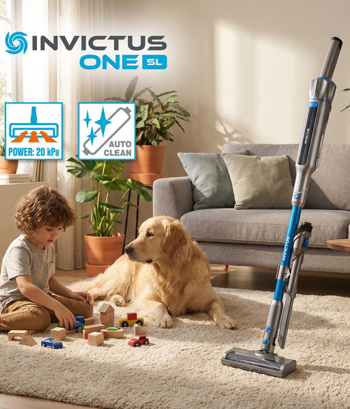 Genius Stielstaubsauger Invictus ONE SL Handstaubsauger all in 1 Staubsauger 14 tlg., 200 W, mit Beutel, Kabellos