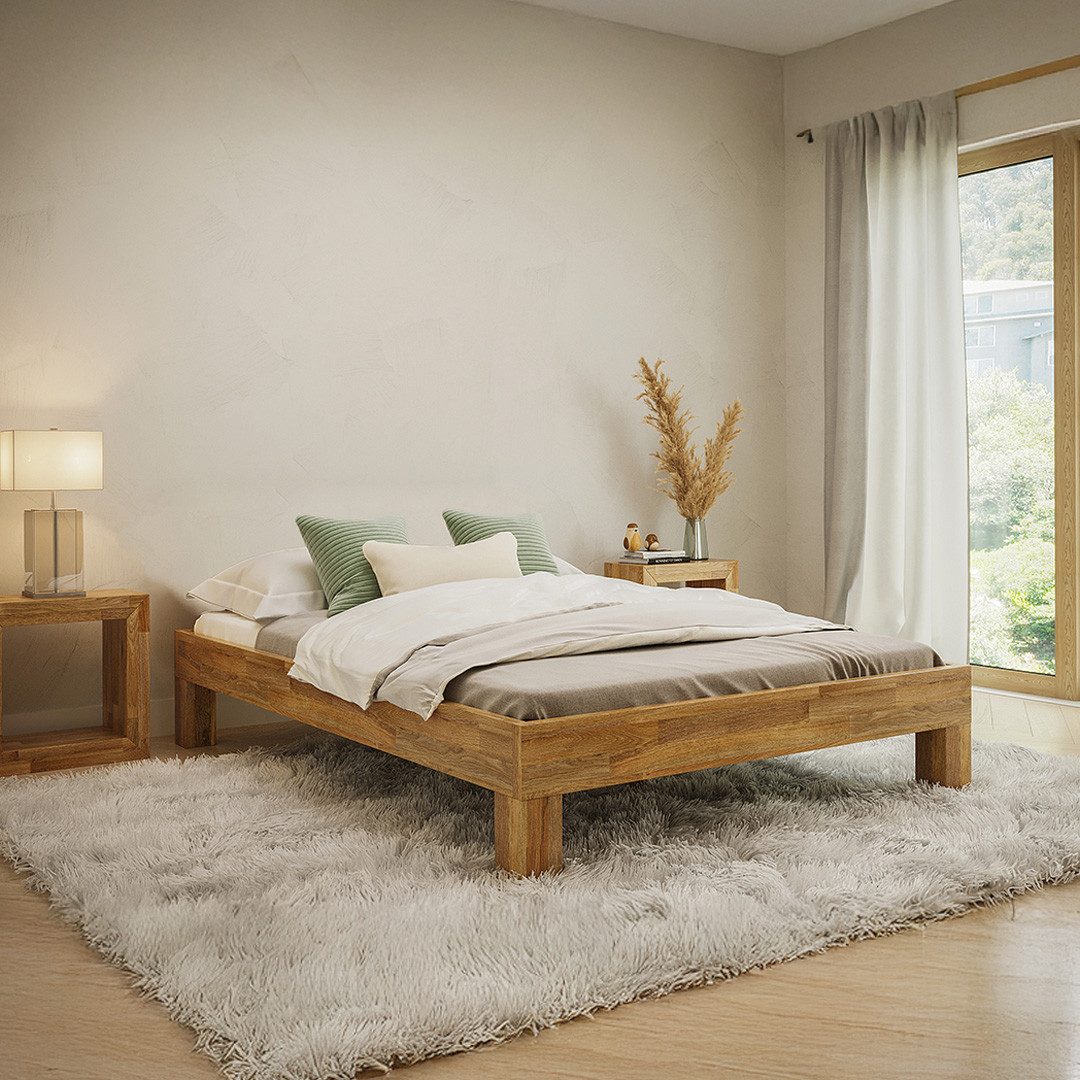 skølm. Massivholzbett Floki aus Eiche, ohne Bettkopf, Holzbett 120x200 cm, günstig online kaufen