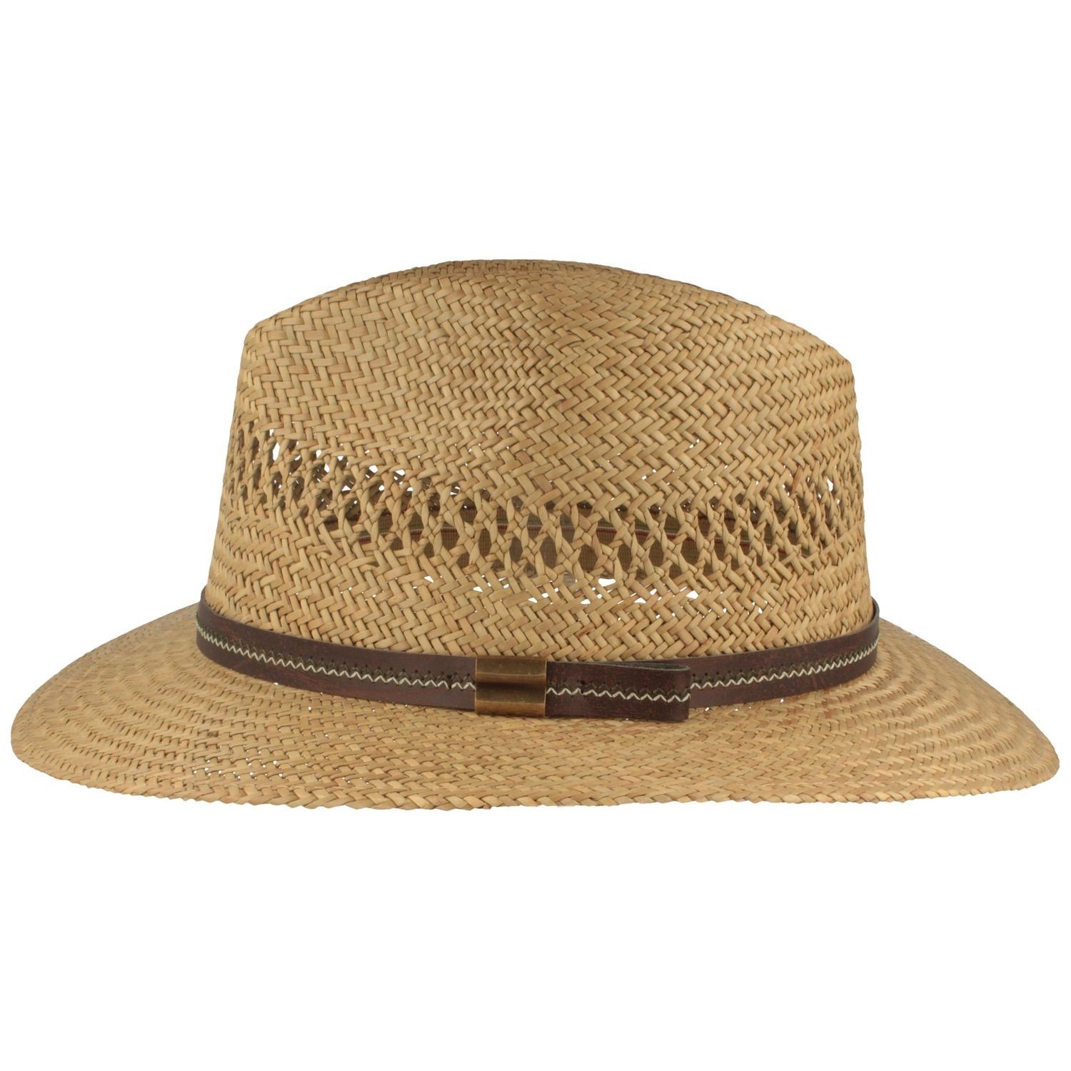Breiter Strohhut luftiger Gartenstrohhut Traveller mit Kunstlederband günstig online kaufen