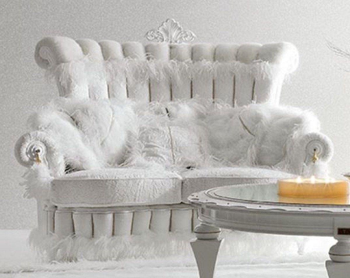Sofa - Wohnzimmer in Barock Qualität Italy Made Barock Barockstil Weiß Möbel Prunkvolles Padrino Schloß Erstklassische - Wohnzimmer Gold Sofa - Casa Barock Luxus Sofa im Möbel - / -