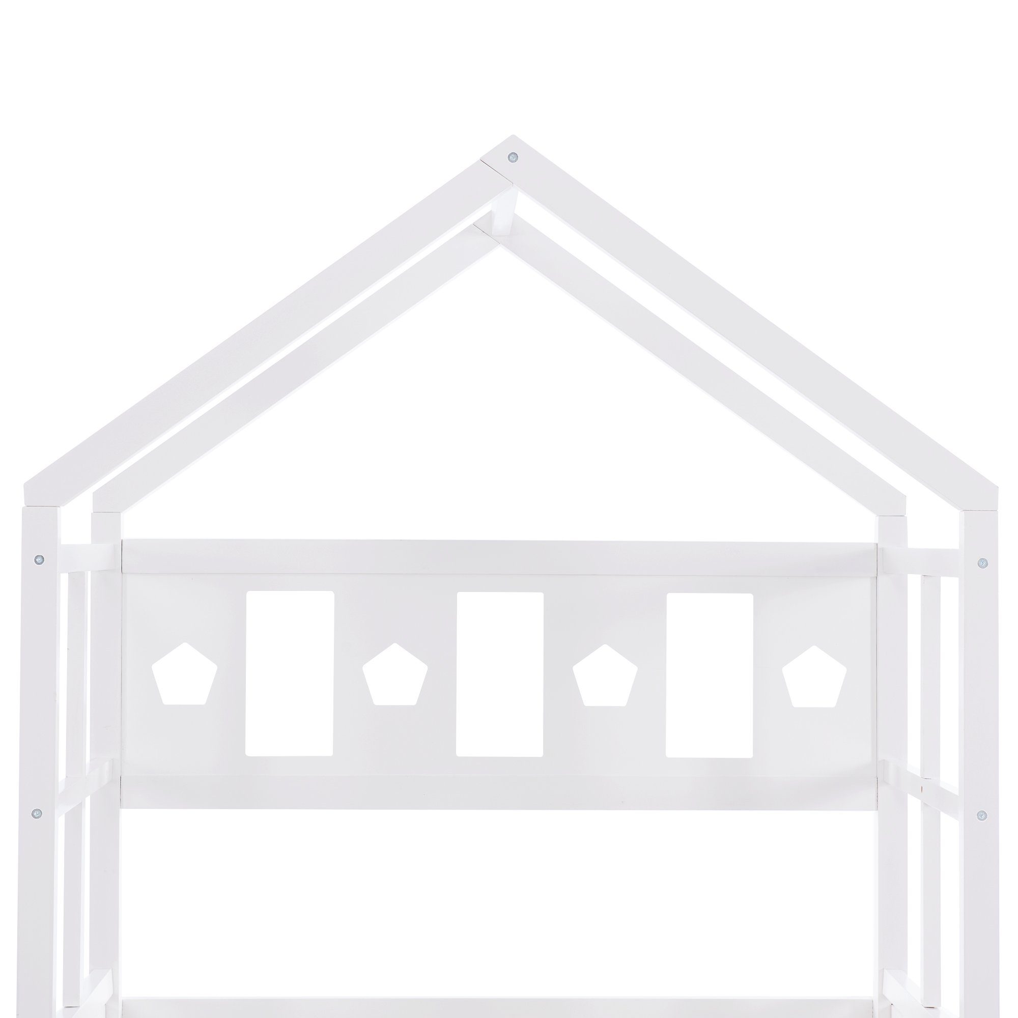 Rausfallschutz und BlingBin Kinderbett Kiefer-Massivholz inkl. mit Schubladen (1-tlg., 90x200cm Weiß), mit Hochbett Lattenrost, Hausbett Leiter