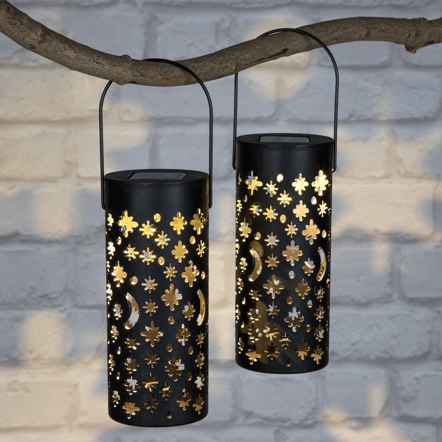 MARELIDA LED Solarleuchte LED Solar Leuchte mit Muster Laterne hängend