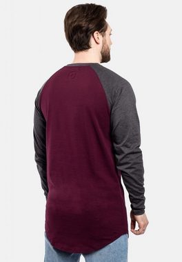 Blackskies T-Shirt Baseball Longshirt T-Shirt Burgundy-Charcoal Medium