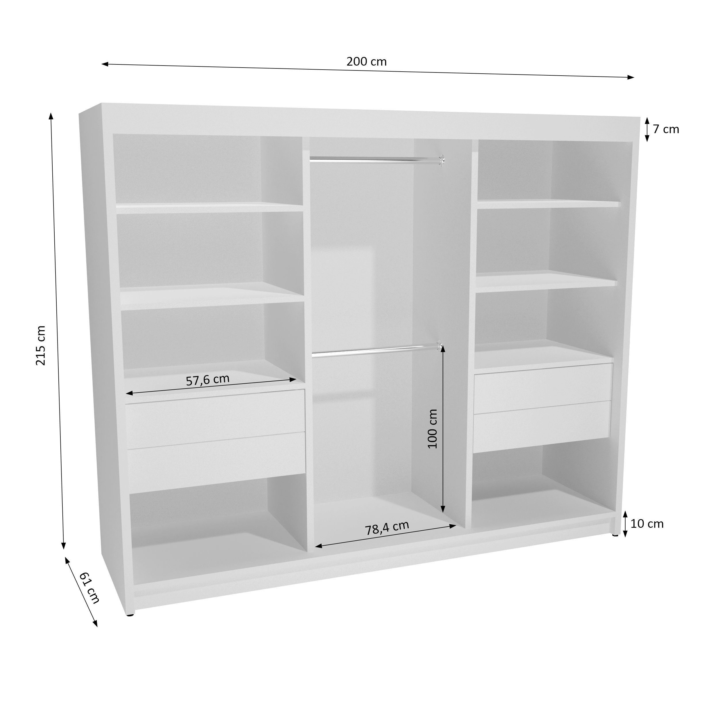 Beautysofa Kleiderschrank VELIS II Breite: 200cm, günstig online kaufen