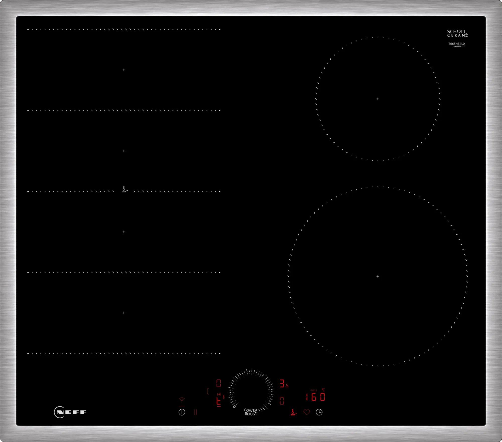 NEFF Flex-Induktions-Kochfeld N 70 T66SHE4L0, Intuitive Twist Touch®-Steuerung & clevere, flexible Flexzonen