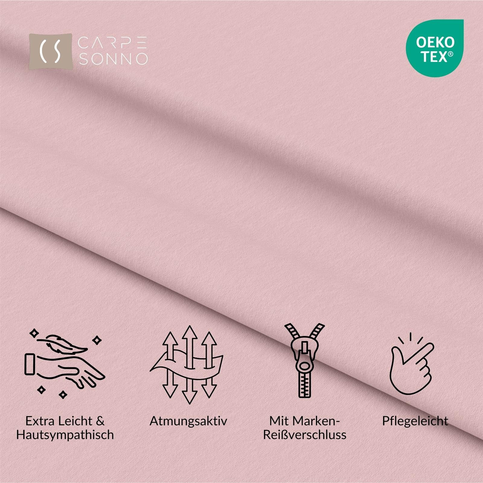 Carpe Sonno Kissenbezug 40x40 40x80 80x80 80x40 2er Set Kissenhülle Mikrofaser Kissenbezug, (2 Stück), Kopfkissenbezug 80 x 80 cm, Uni Rosa einfarbig