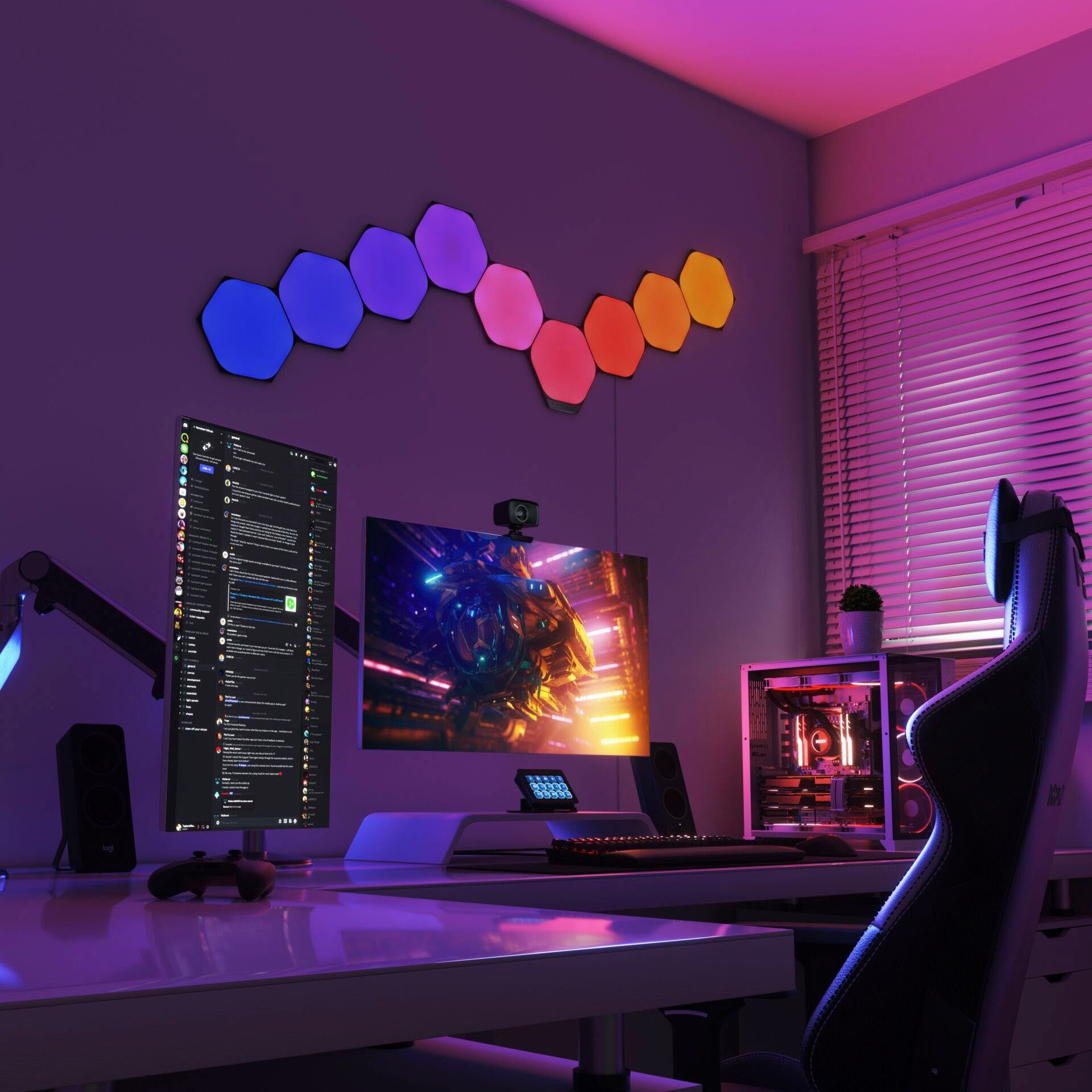nanoleaf LED Dekolicht Nanoleaf Shapes Ultra Black Hexagons Starter Kit - 9PK, LED fest integriert, Starter Kit - 9 PK, Modulares Stecksystem, Smarte Technologie