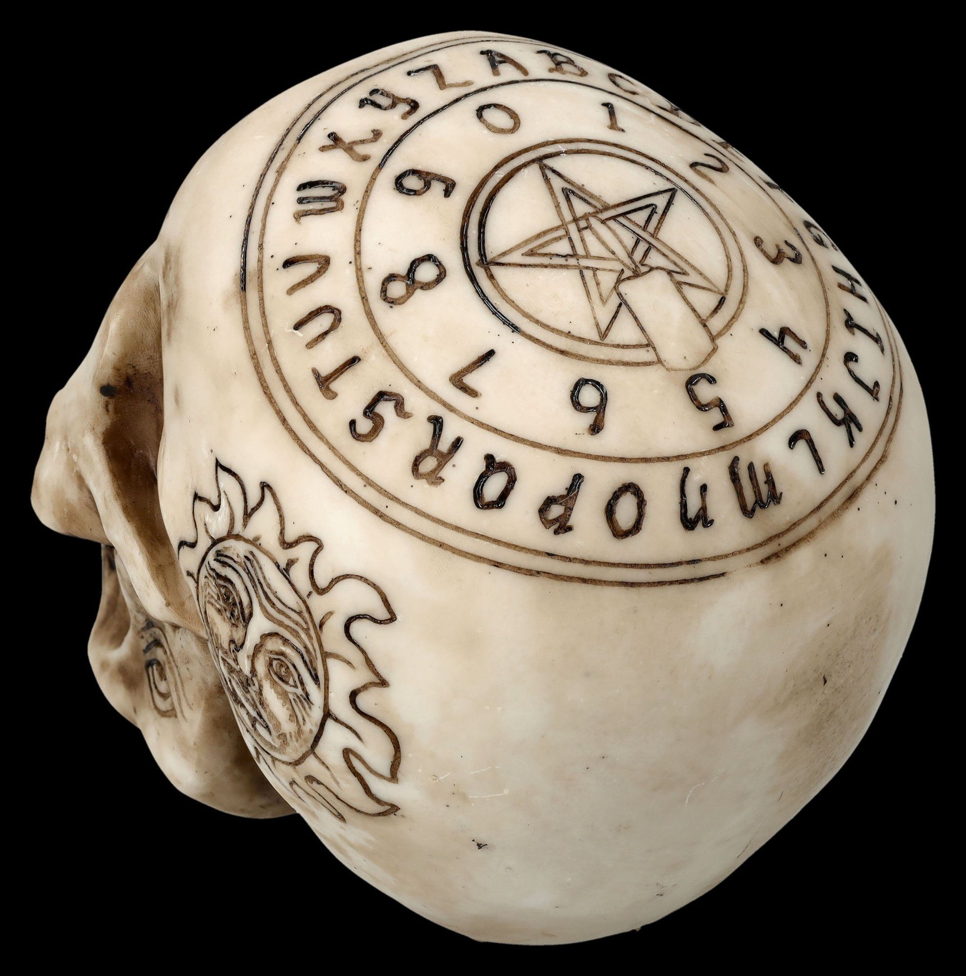 Figuren Shop GmbH Dekofigur Totenkopf - Witchboard Design - Totenschädel Gothic Dekofigur – Bild 3 von 5