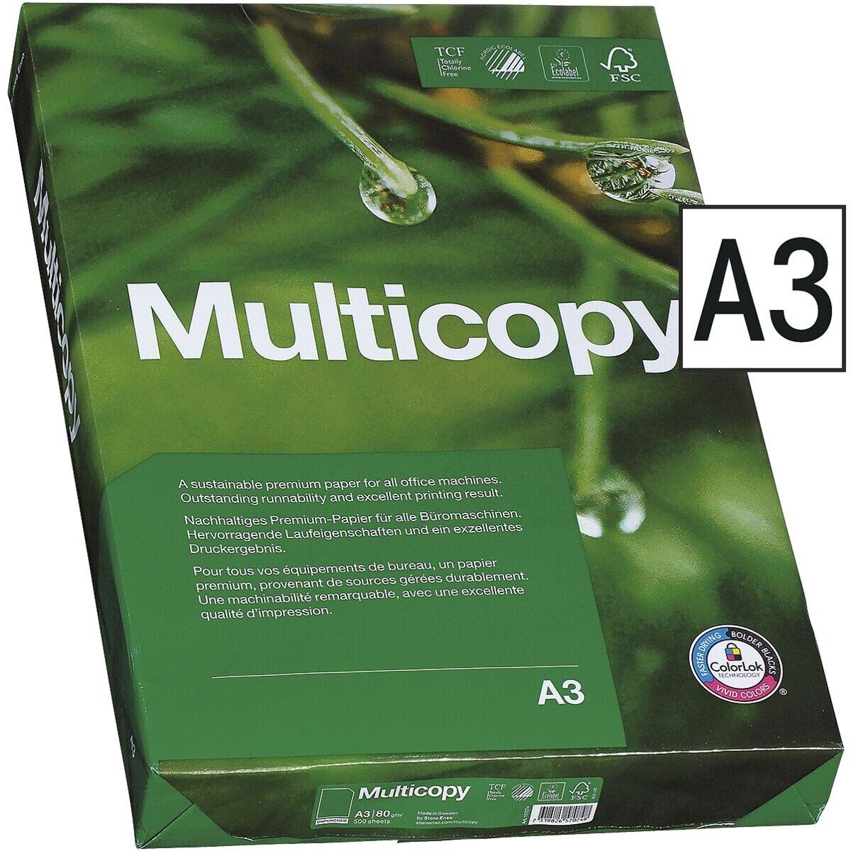 MULTICOPY Druckerpapier MultiCopy, DIN g/m², 80 Format 168 A3, CIE, 500 Blatt