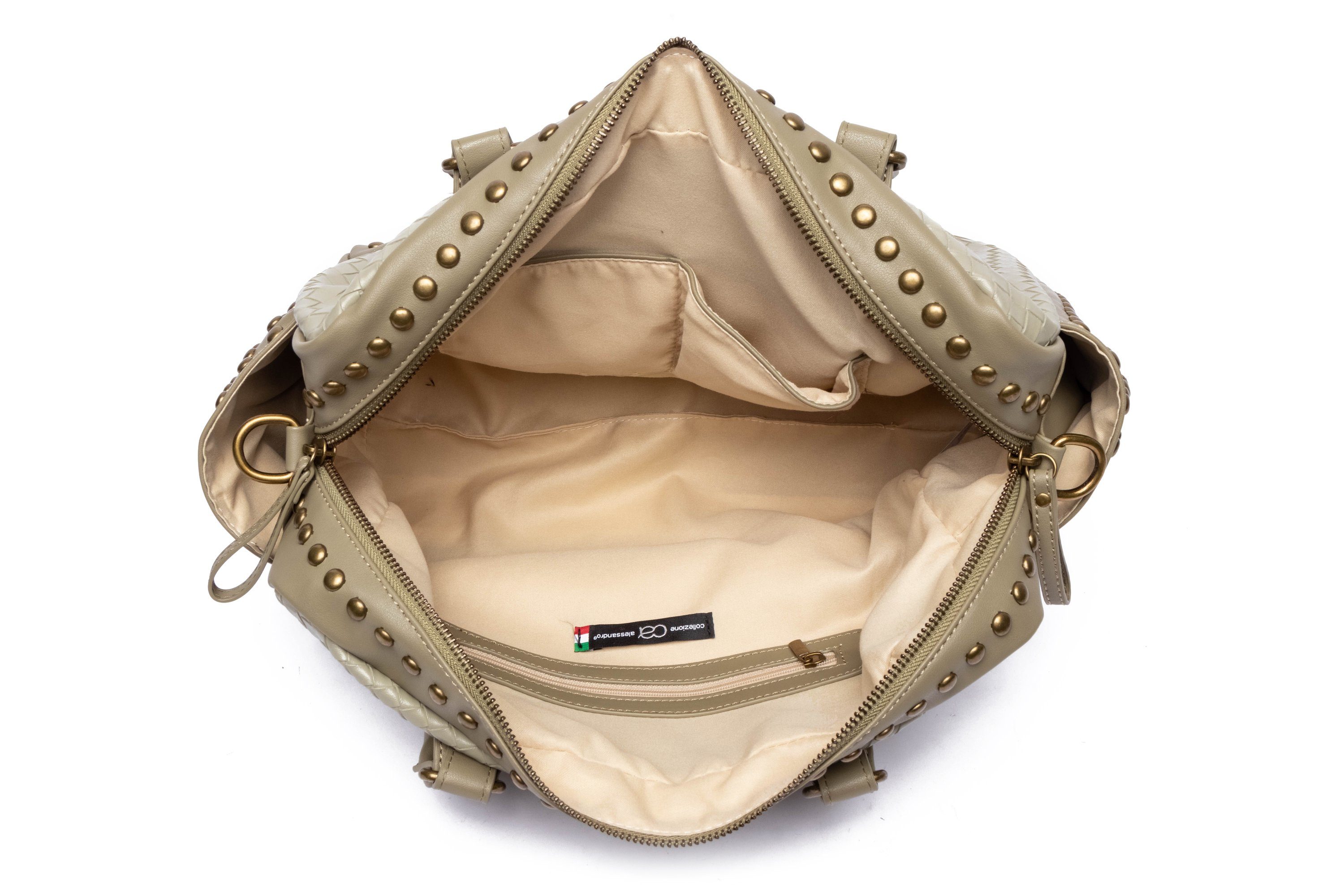 COLLEZIONE ALESSANDRO Schultertasche Berlin, mit Nieten und Flechtung