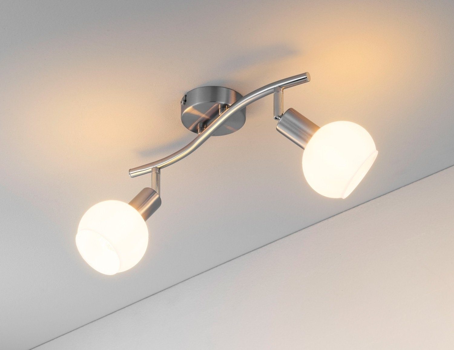 casa NOVA Deckenstrahler LINA, 2-flammig, Breite 36 cm, Silbergrau, Metall, günstig online kaufen