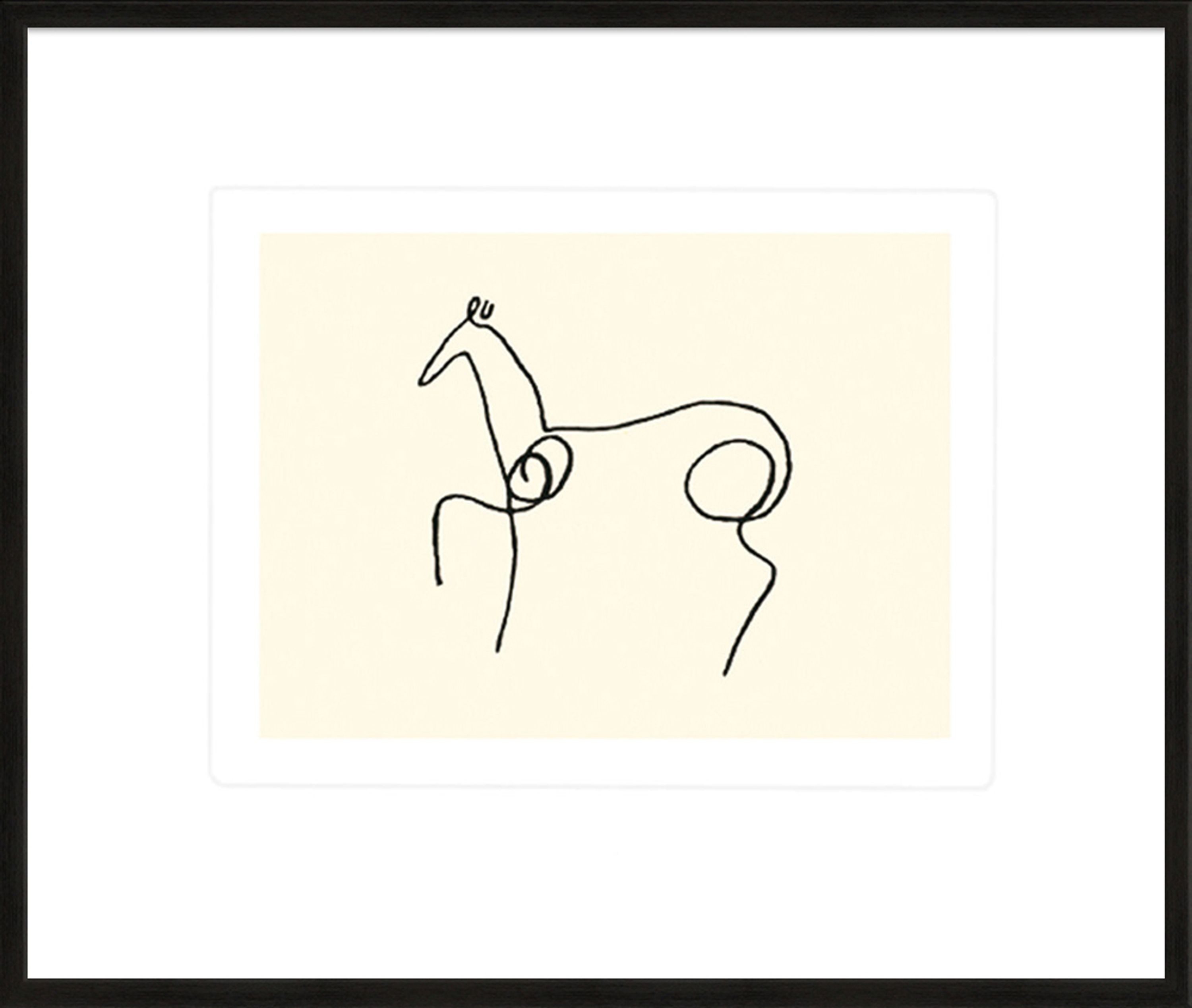 artissimo Bild mit Rahmen gerahmter Siebdruck 53x63 cm / schwarz-weiß Zeichnung / Tiere, Pablo Picasso: Pferd/ Le cheval/ Horse