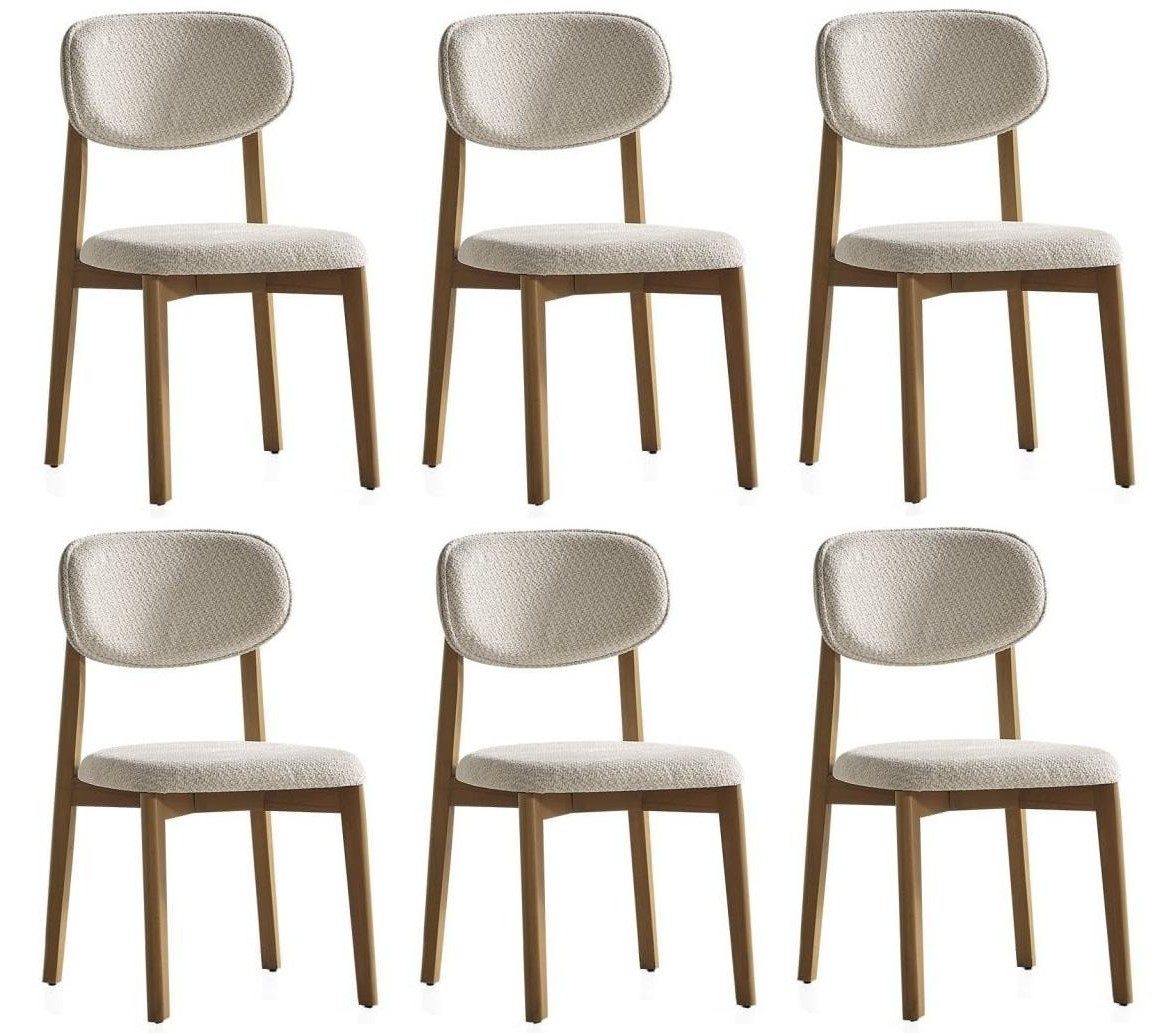 Xlmoebel Sitzgruppe Stuhlset 6er Modern Weiß Textil Holz Polsterstuhl Esszimmer, (6-tlg., 6-tlg)