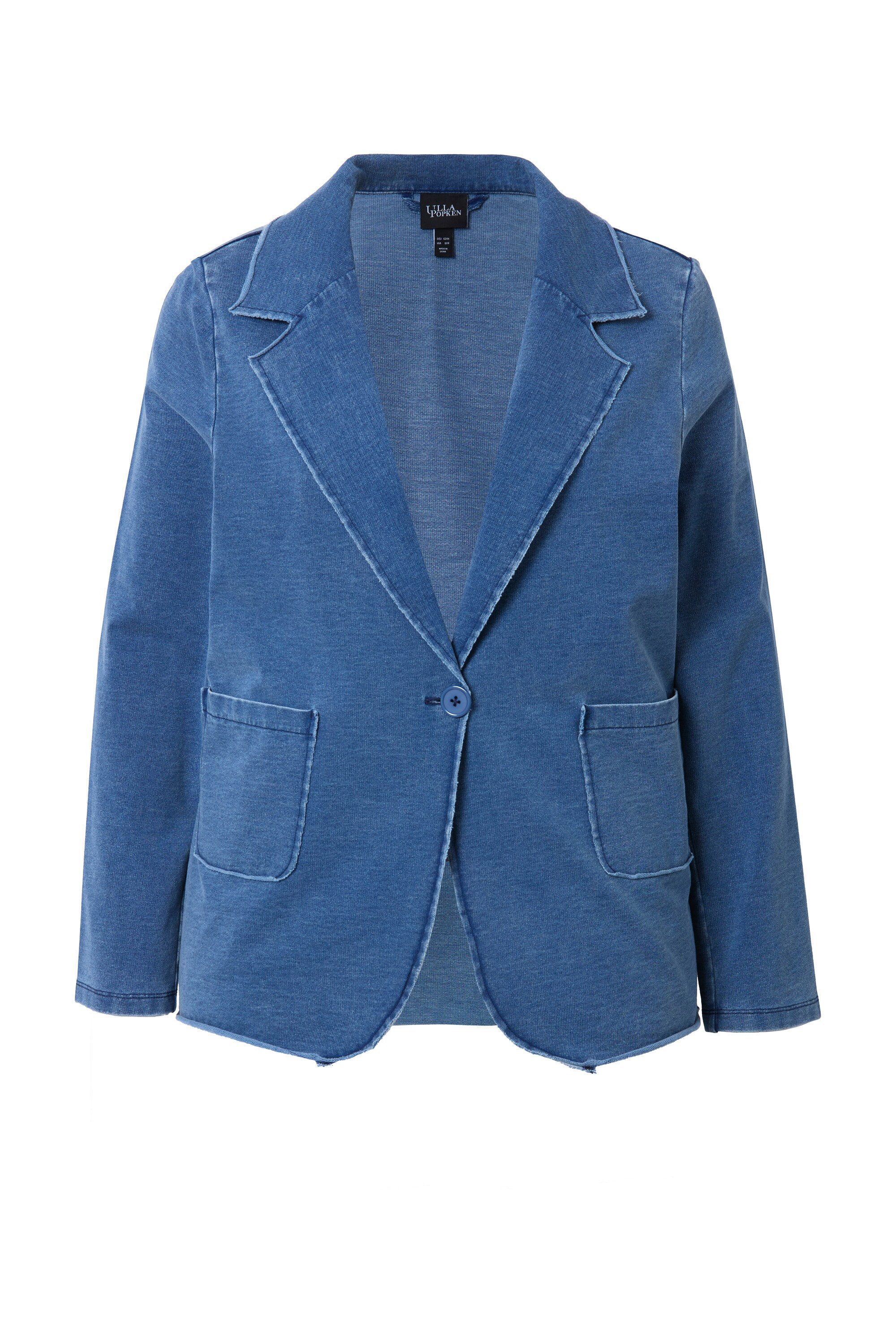Ulla Popken Blusenblazer Sweatblazer Jeansoptik Reverskragen günstig online kaufen